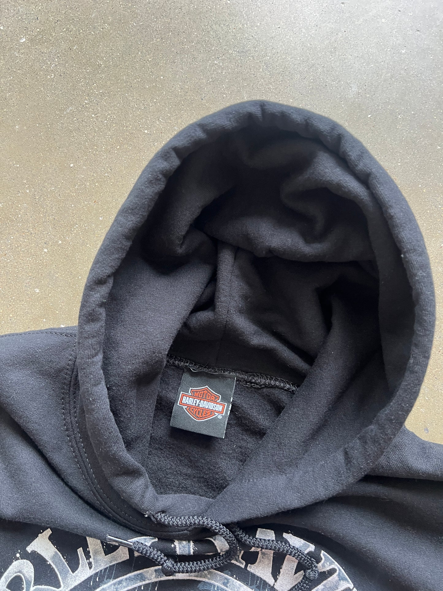 Vintage Black Harley Davidson Skull Hoodie