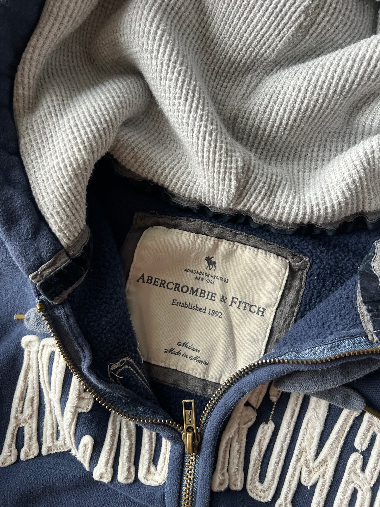 Vintage Blue Abercrombie Zip Hoodie - Medium
