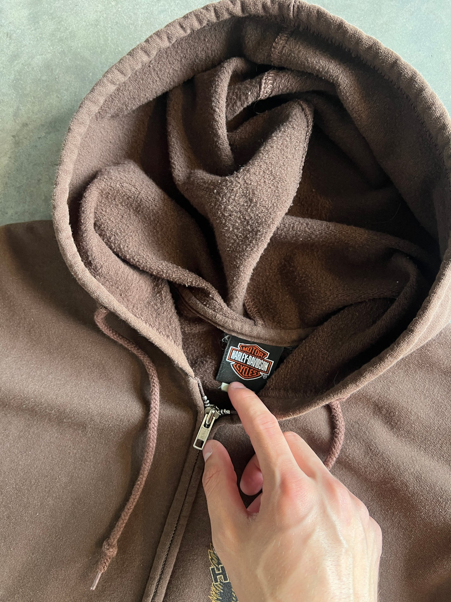 Vintage Brown Harley Davidson Hoodie - XL