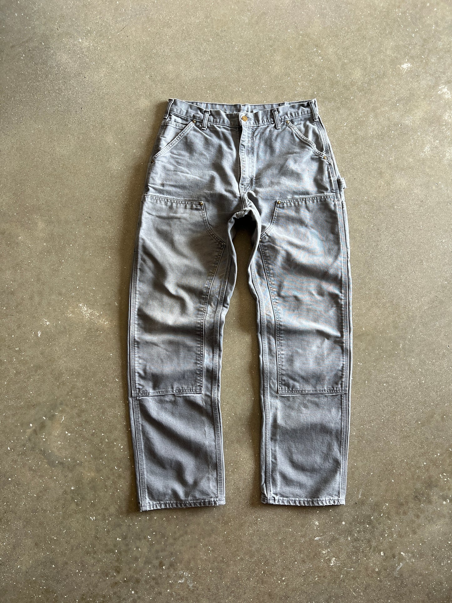 Vintage Faded Grey Carhartt Double Knee Pants - 34x34