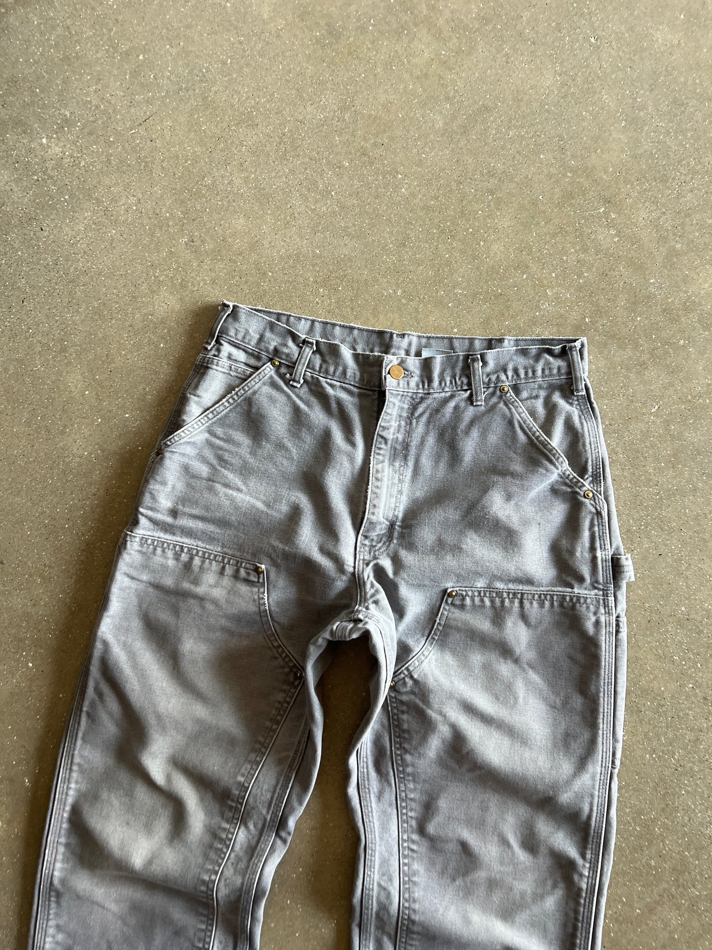 Vintage Faded Grey Carhartt Double Knee Pants - 34x34