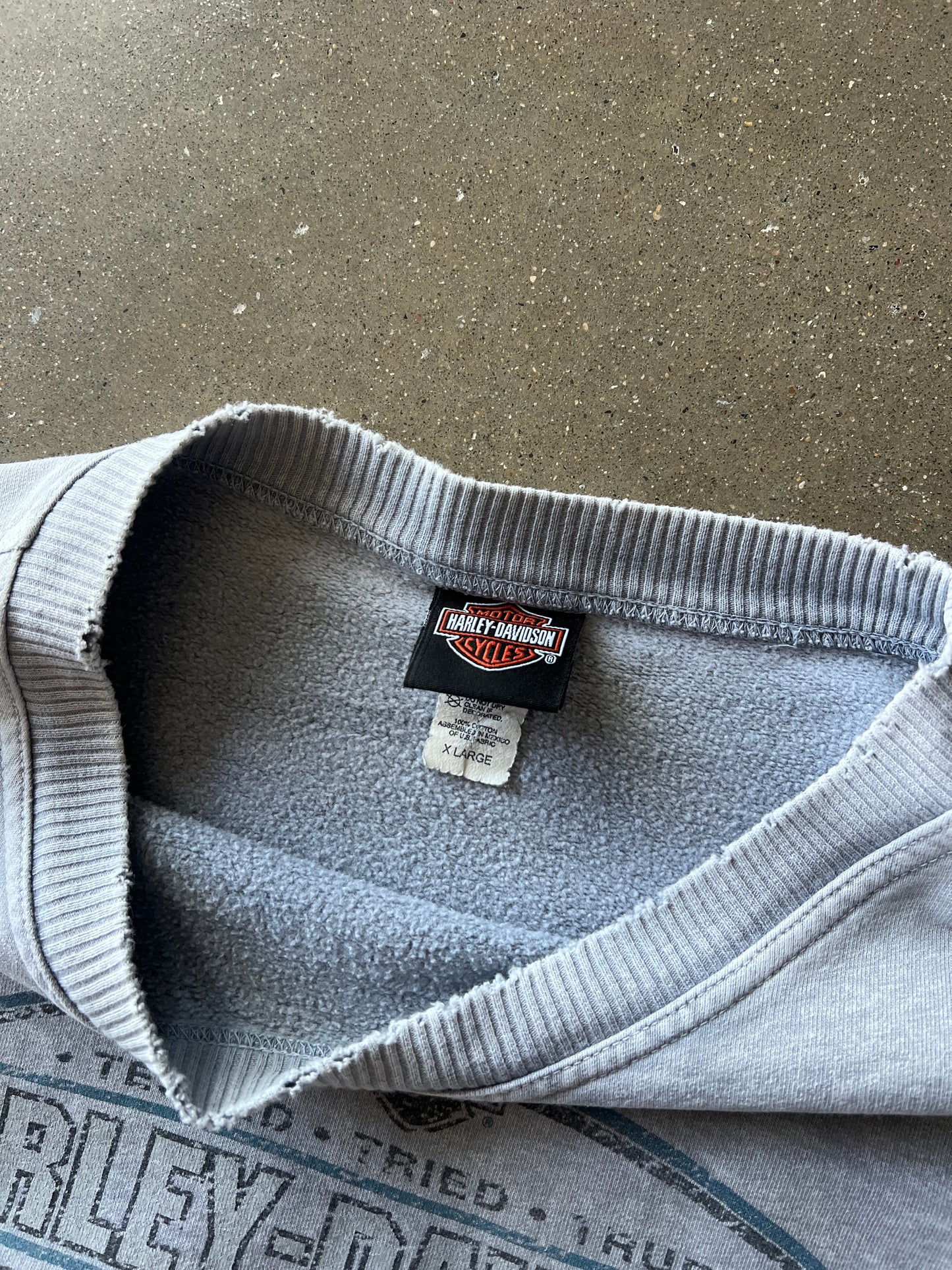 Vintage Grey Harley Davidson Crew - XL