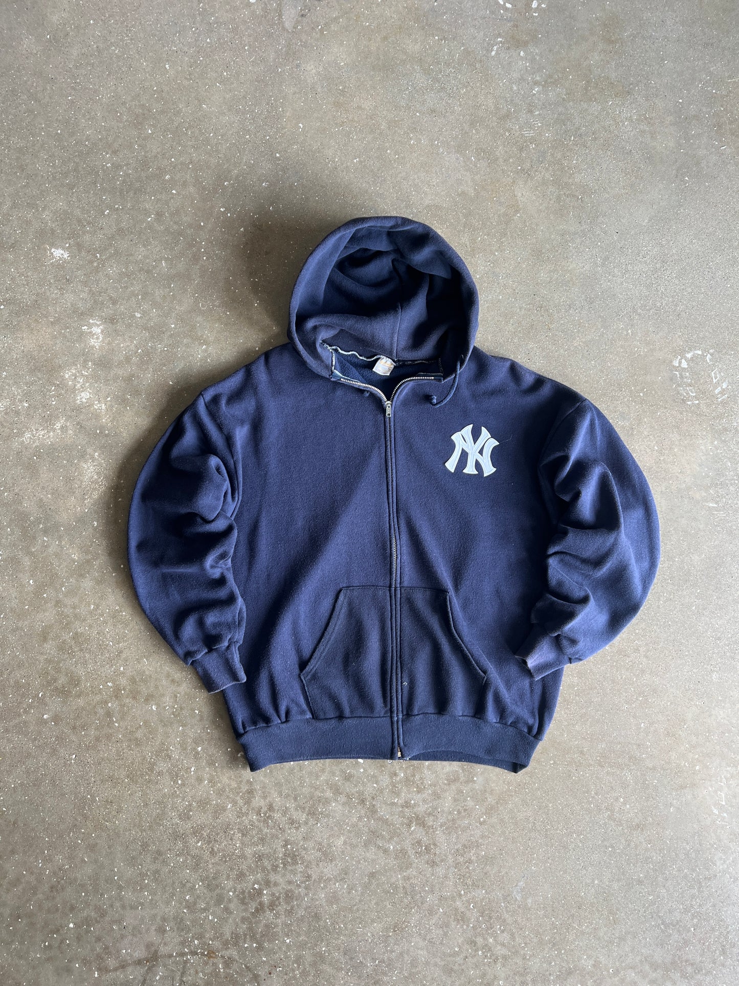 Vintage Navy Yankees Logo Hoodie - L