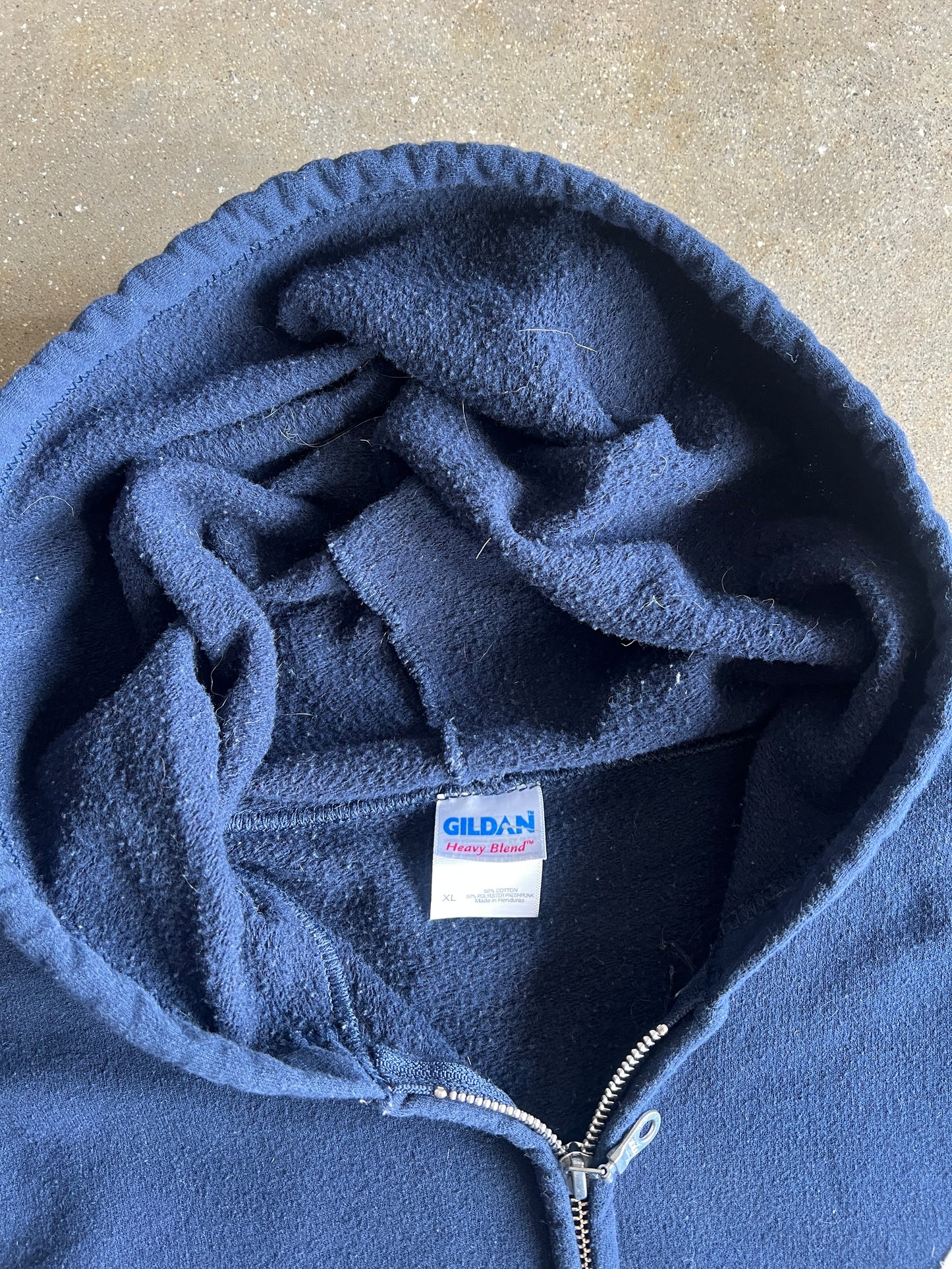 Vintage Navy Yankees Logo Hoodie - XL