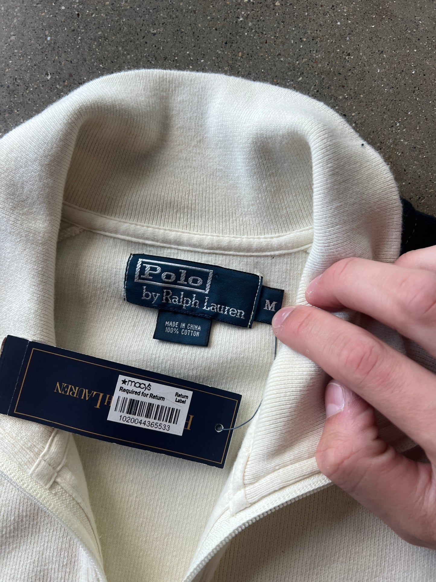 Vintage White Polo Ralph Lauren Zip Up Jacket - M