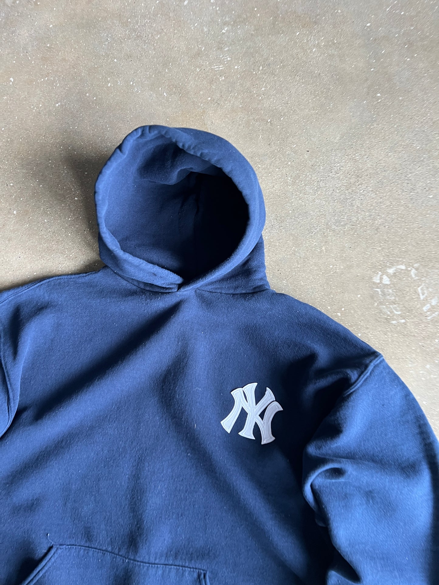 Vintage Nay Blue Yankees Logo Hoodie - XL