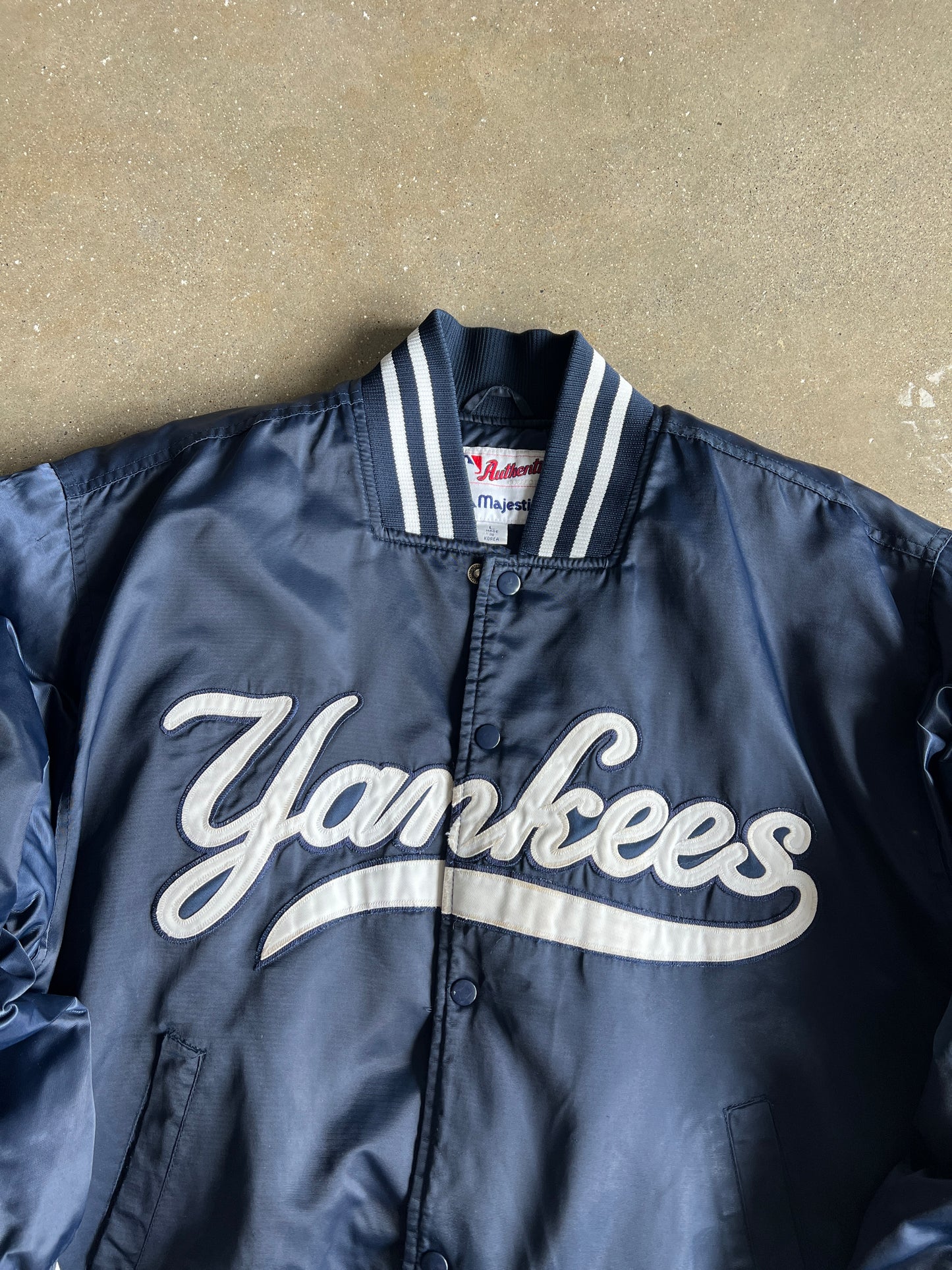 Vintage Navy Blue Yankees Bomber Jacket - L