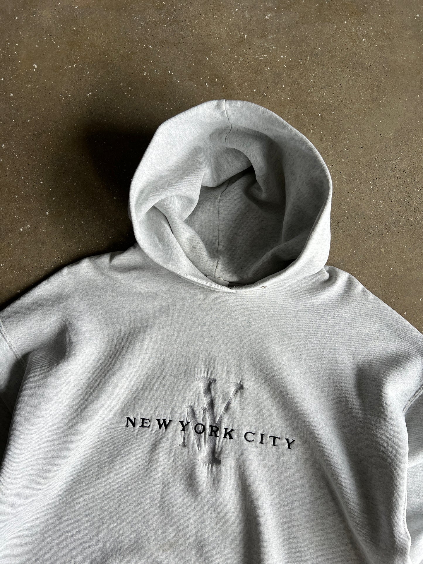 Vintage White NYC Spellout Hoodie - XL