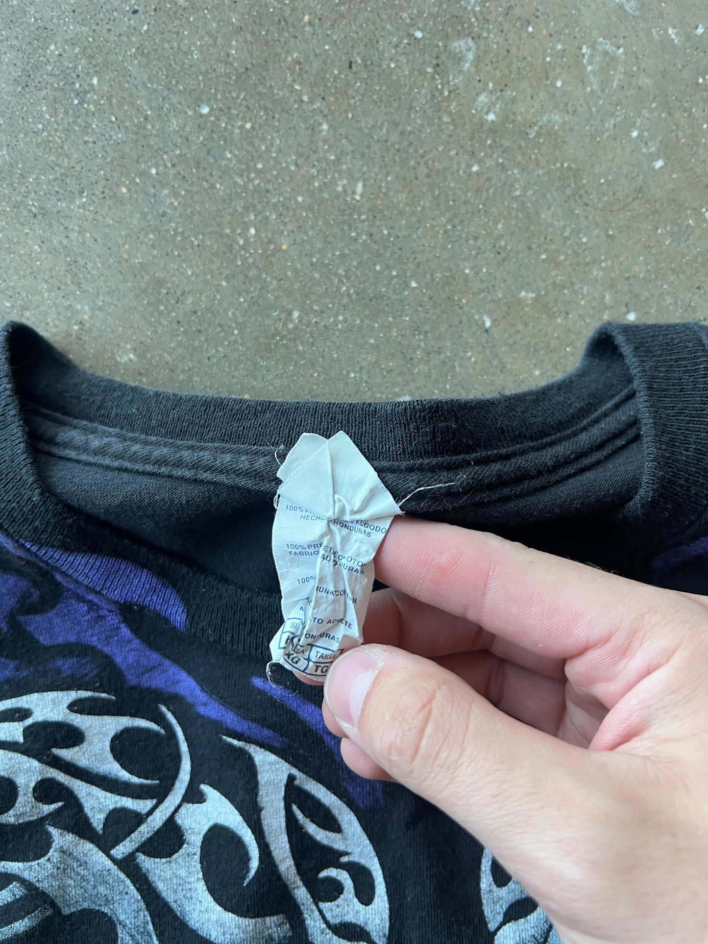 Vintage Black Skulls Affliction Style Y2K Shirt - L