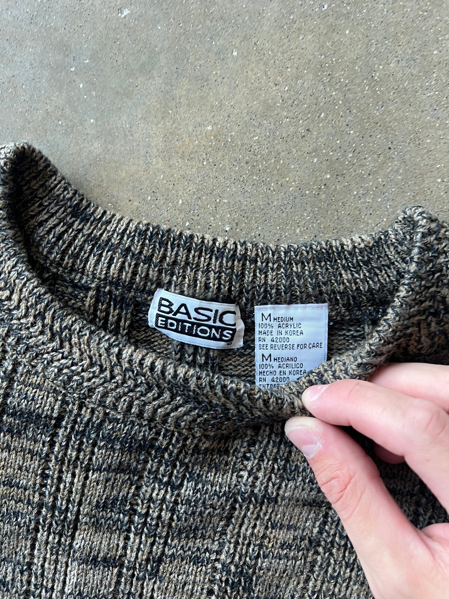 Vintage Tan Brown Knit Basic Editions Sweater - M