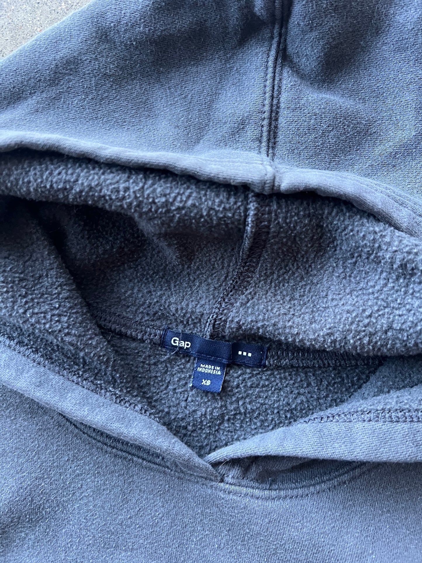 Vintage Faded Grey Gap Spellout Hoodie - XS