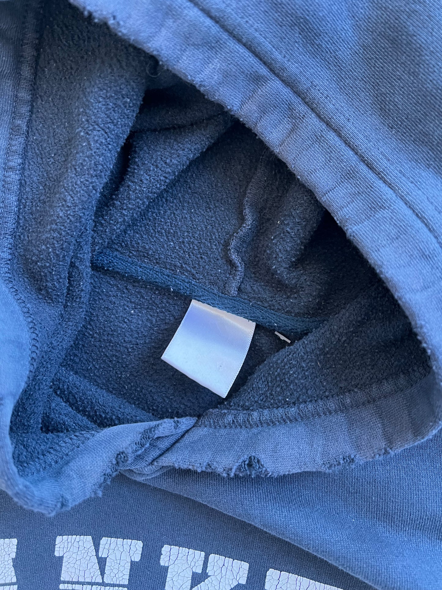 Vintage Navy Yankees Spellout Hoodie - M