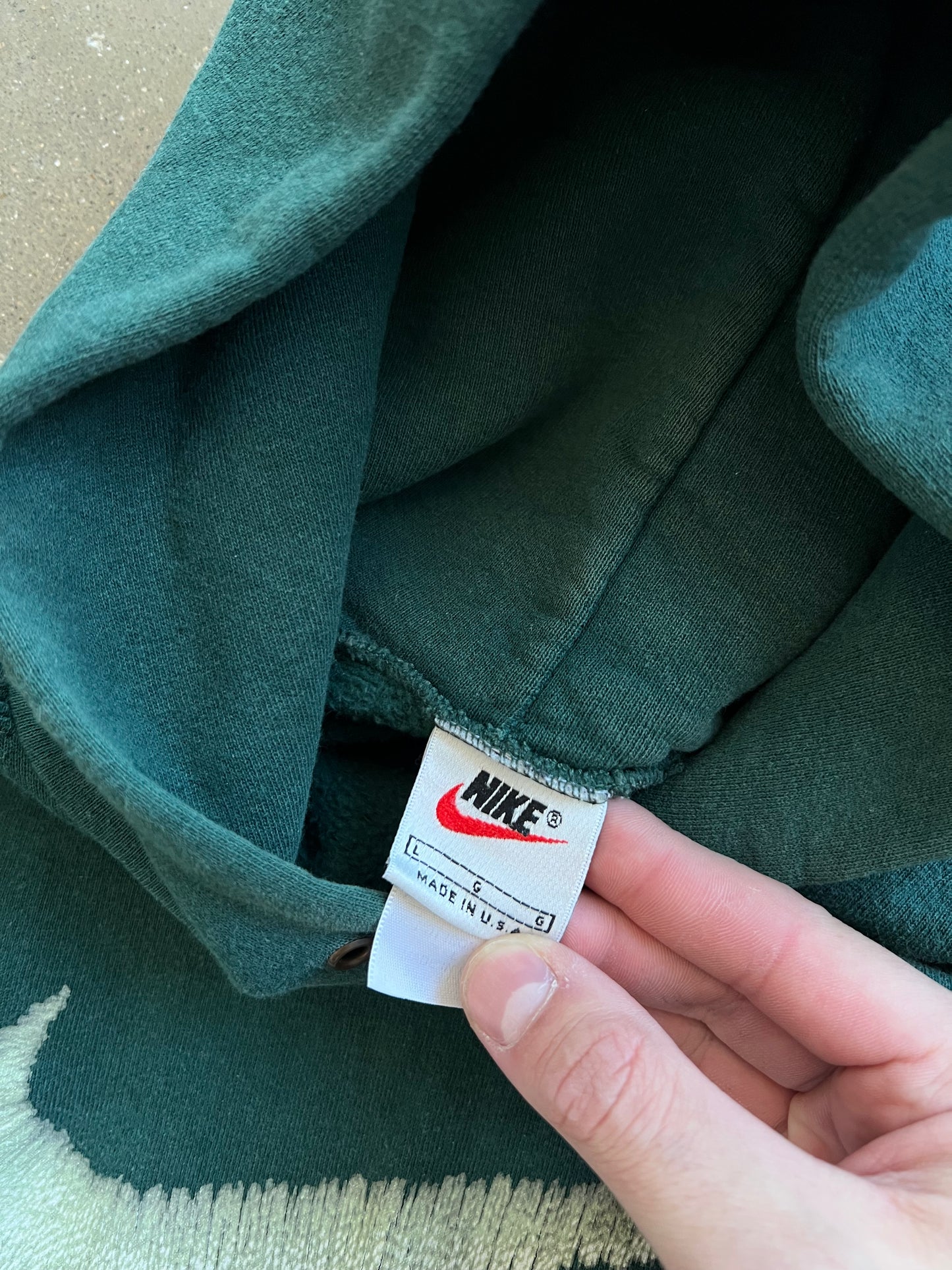 Vintage Green Nike Swoosh Hoodie - L