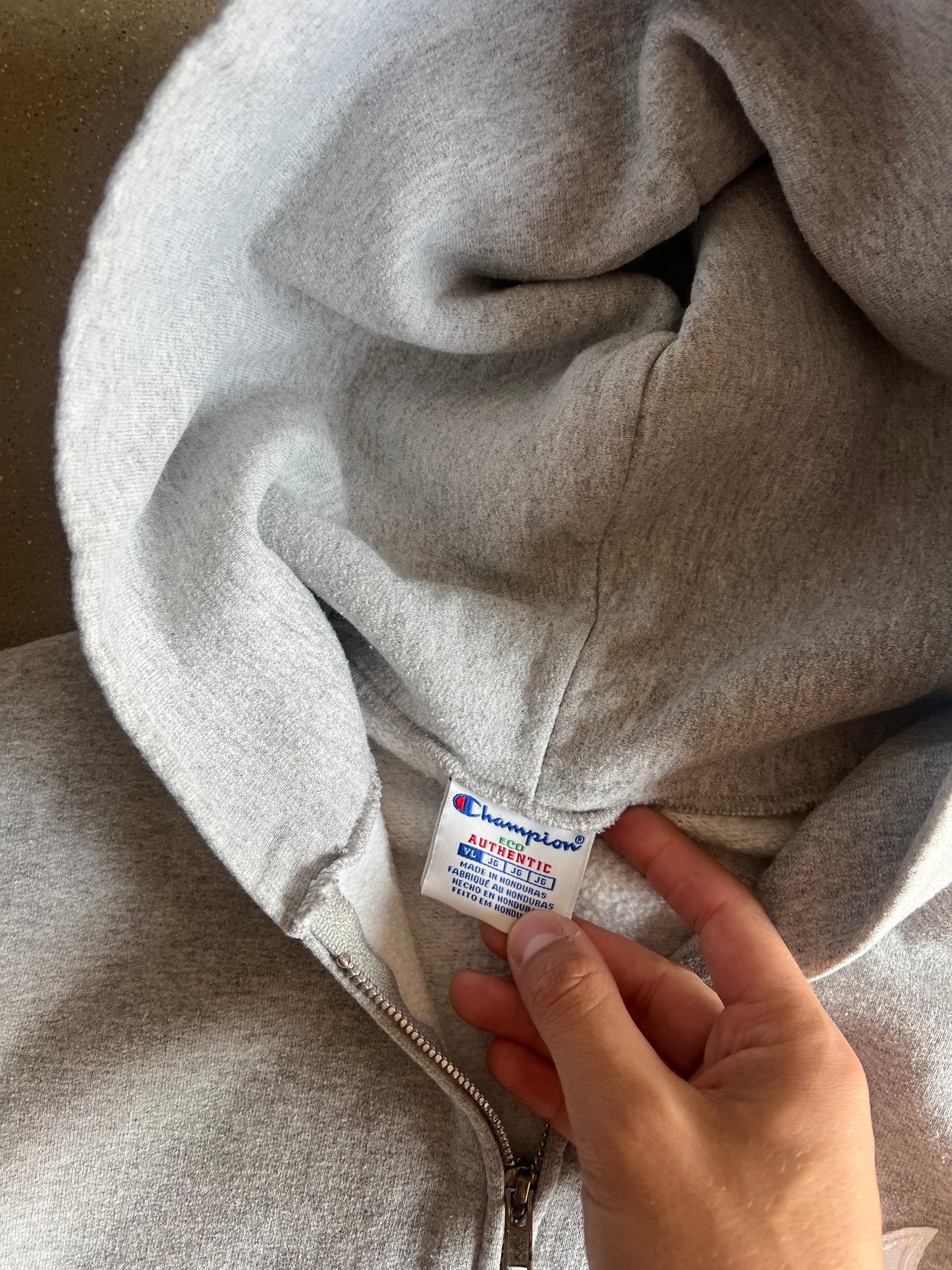 Vintage Heather Grey Yankee Logo Hoodie - XS