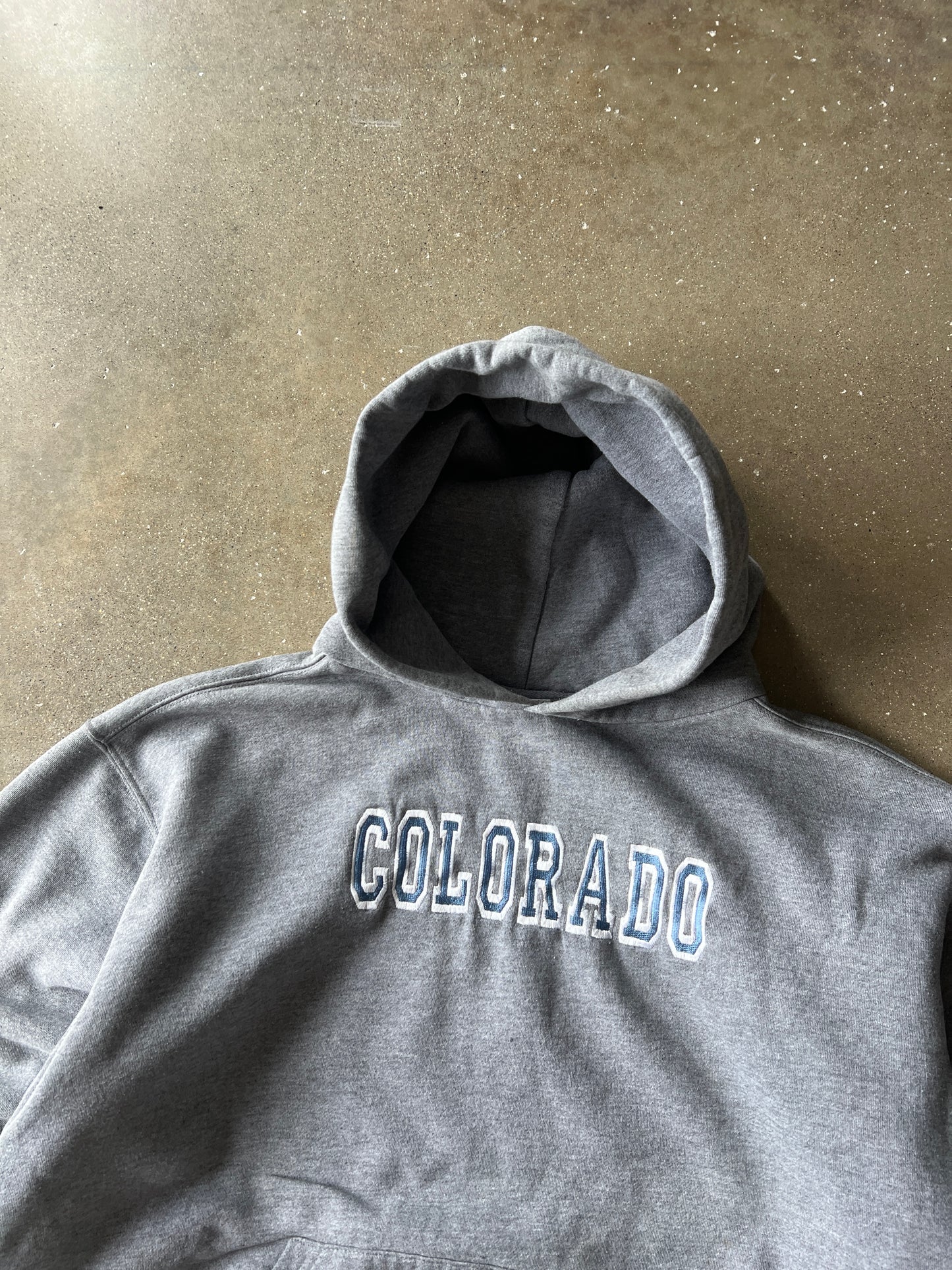 Vintage Grey Colorado Spellout Hoodie - L