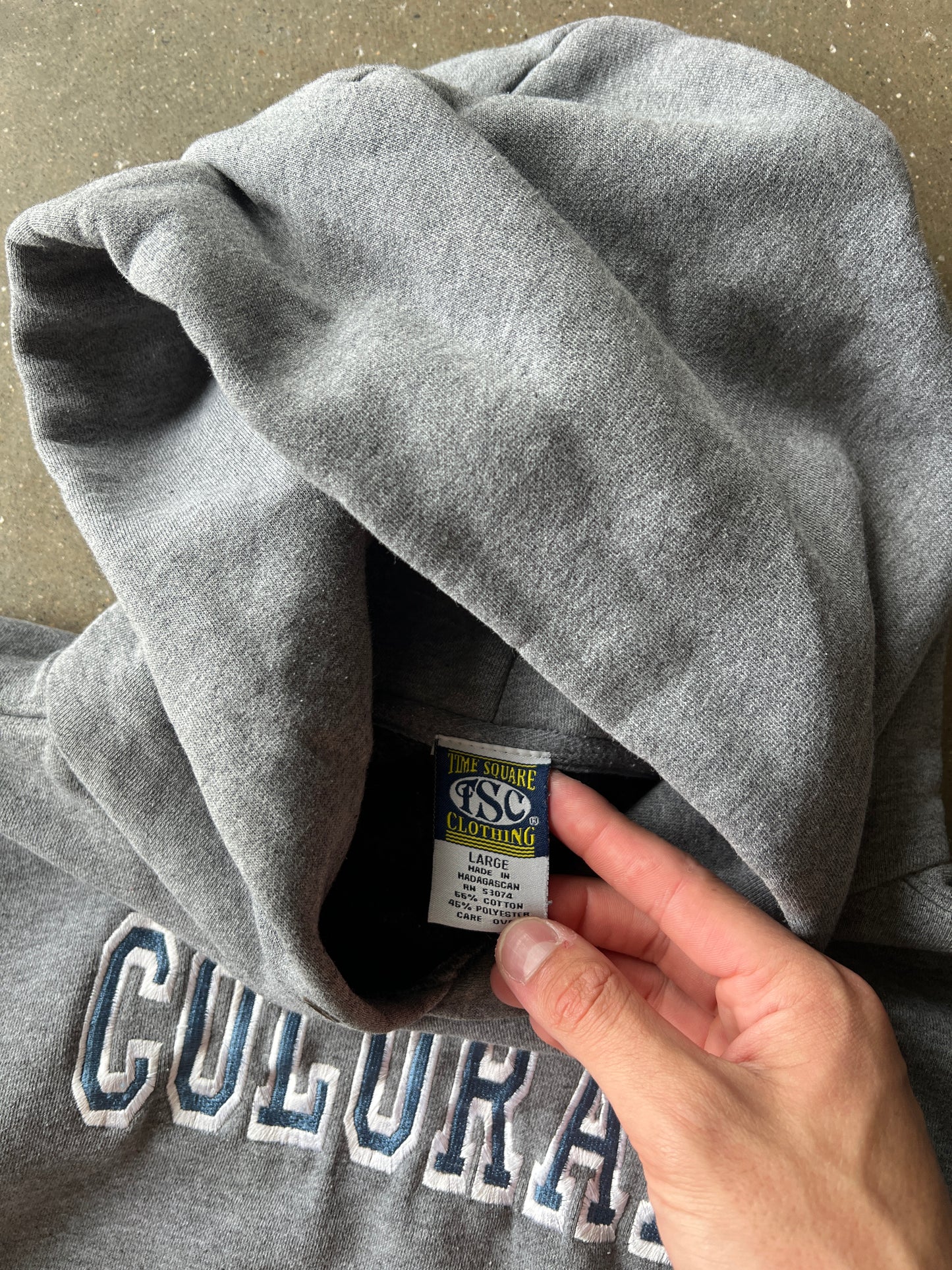 Vintage Grey Colorado Spellout Hoodie - L