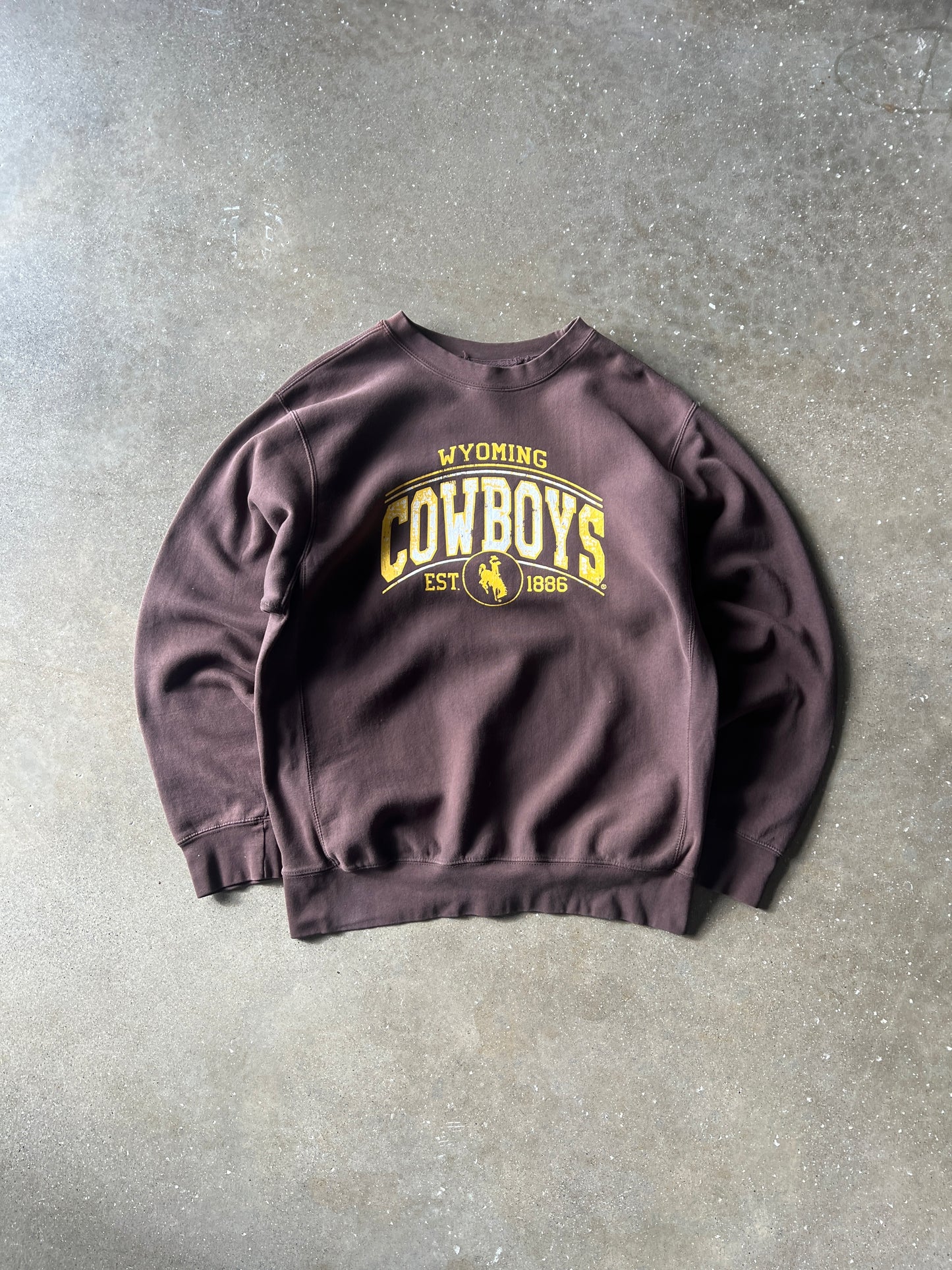 Vintage Brown Wyoming Cowboys Crew - L