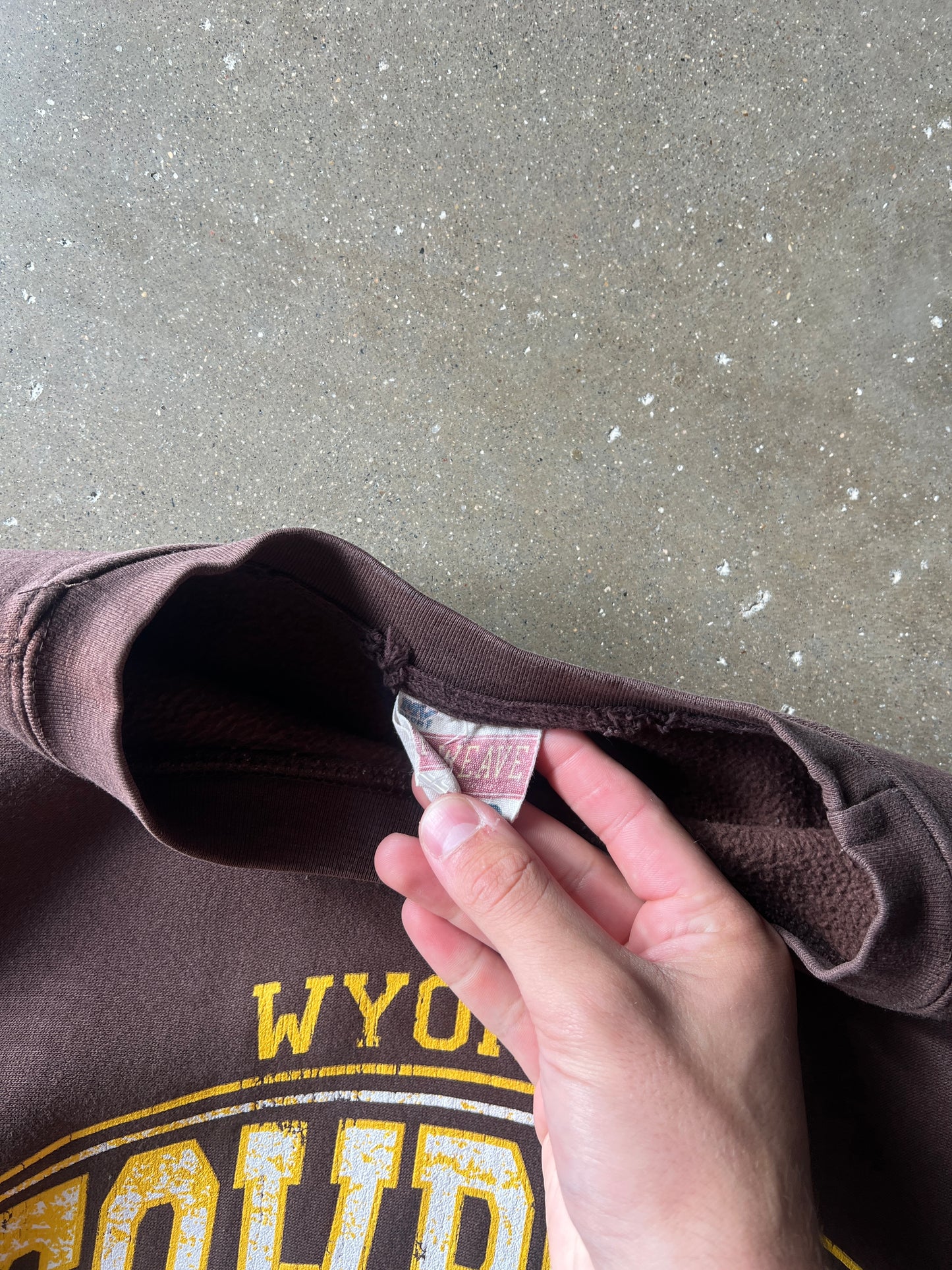 Vintage Brown Wyoming Cowboys Crew - L