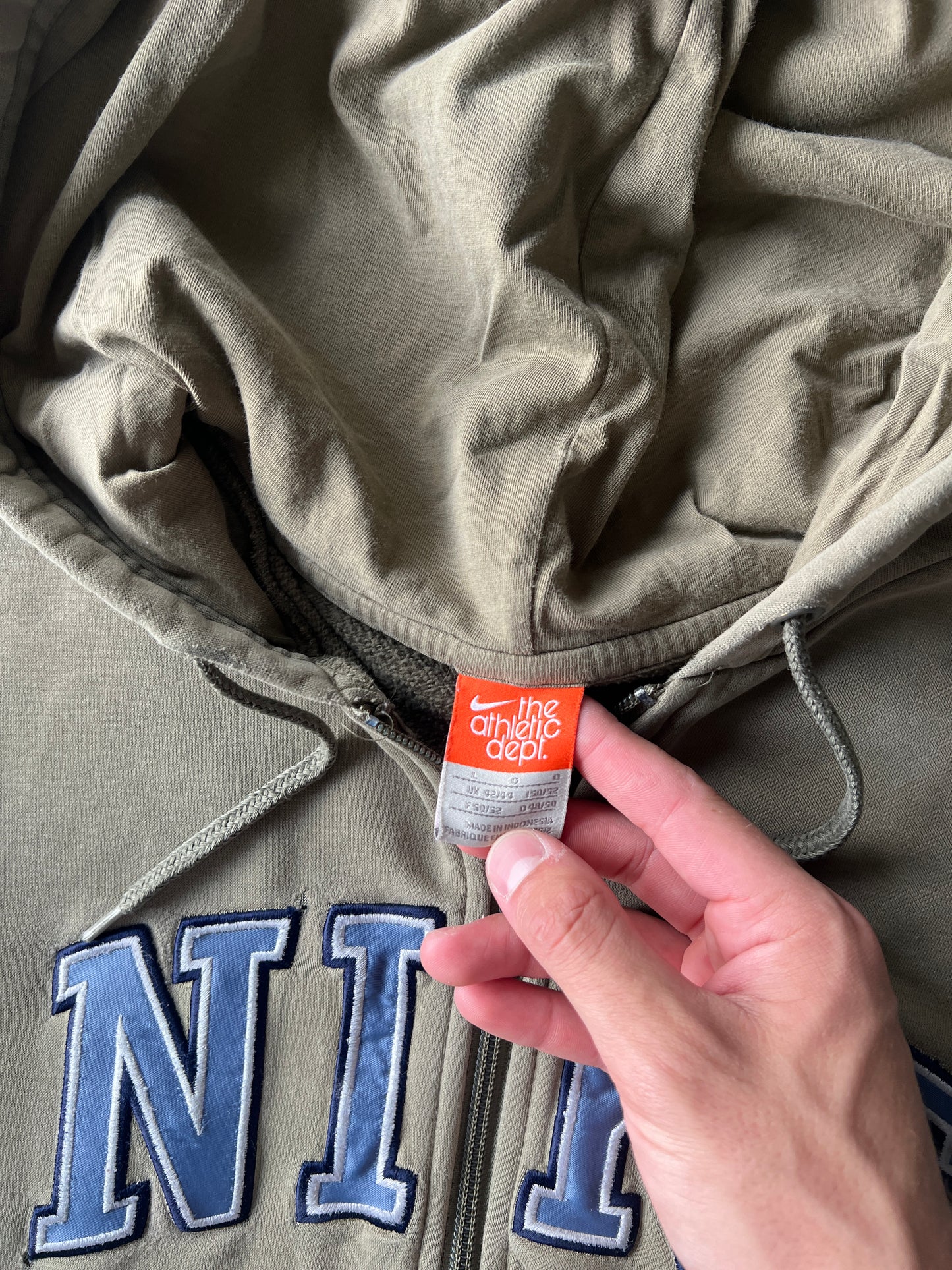 Vintage Grey Nike Spellout Hoodie - L