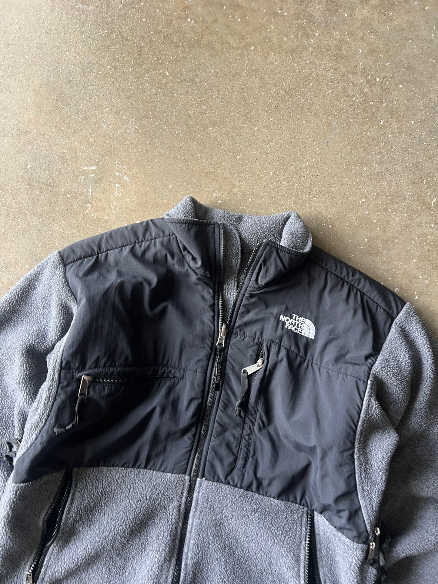 Vintage Black and Grey North Face Fleece Zip Jacket - S