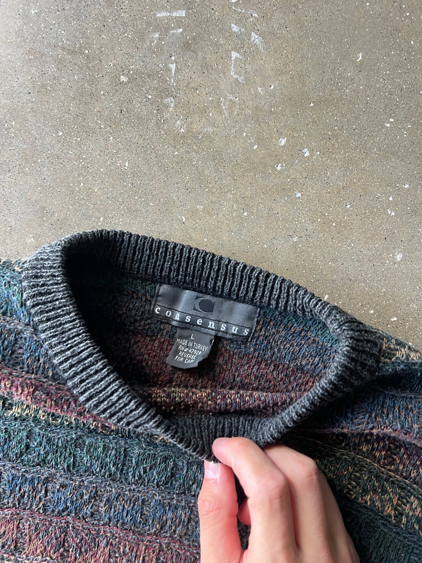 Vintage Multi Color Consensus Knit Sweater - L
