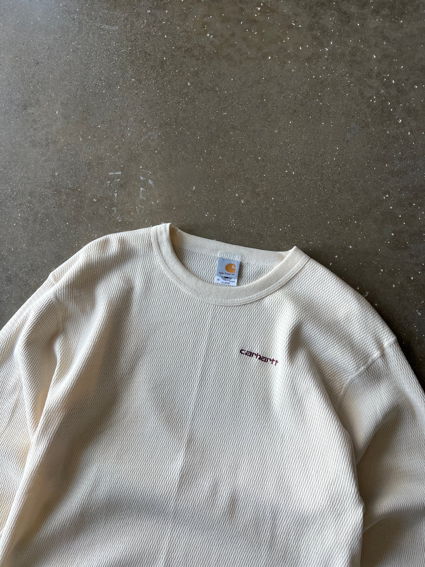 Vintage Cream Carhartt Thermal Long Sleeve Shirt - XL