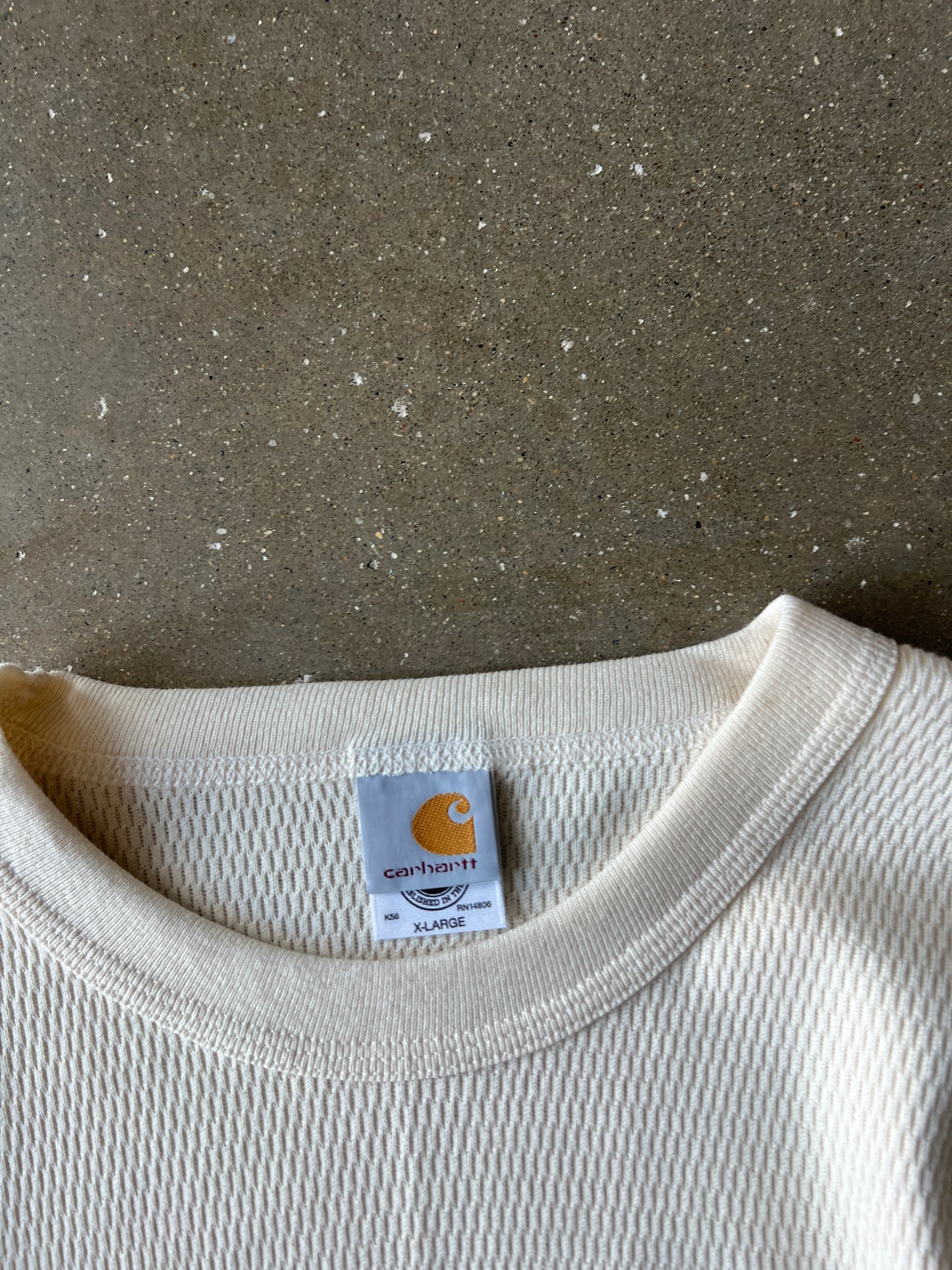 Vintage Cream Carhartt Thermal Long Sleeve Shirt - XL