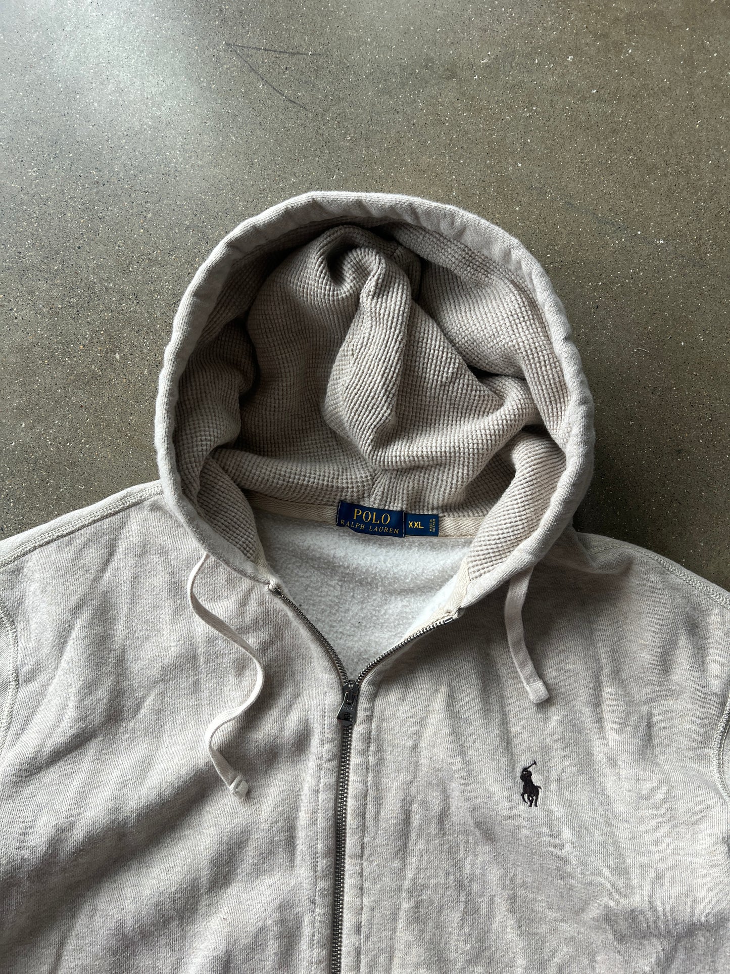 Vintage Cream Polo Ralph Lauren Zip Up Hoodie - XXL