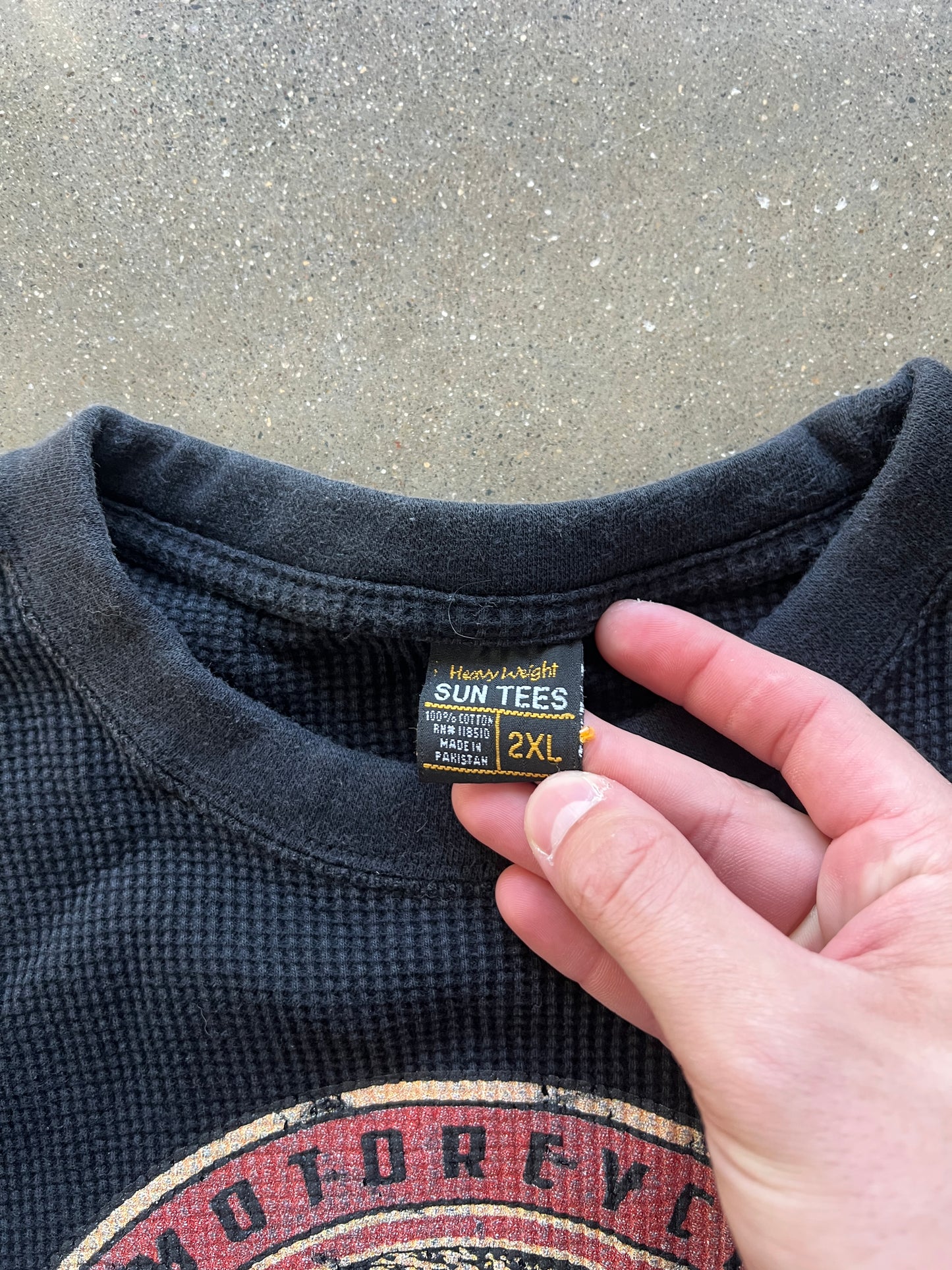 Vintage Black American Motorcycle Thermal Shirt - XL