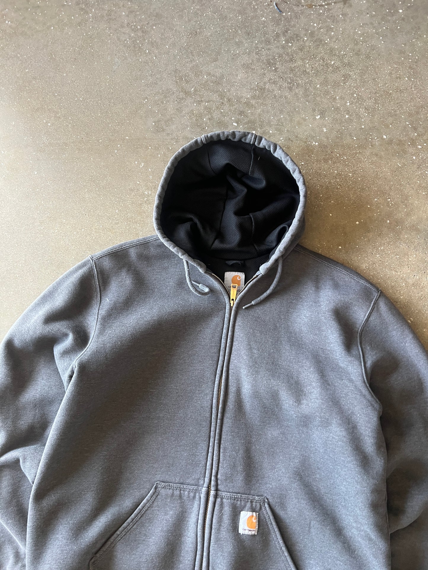 Vintage Dark Grey Carhartt Zip Hoodie - L