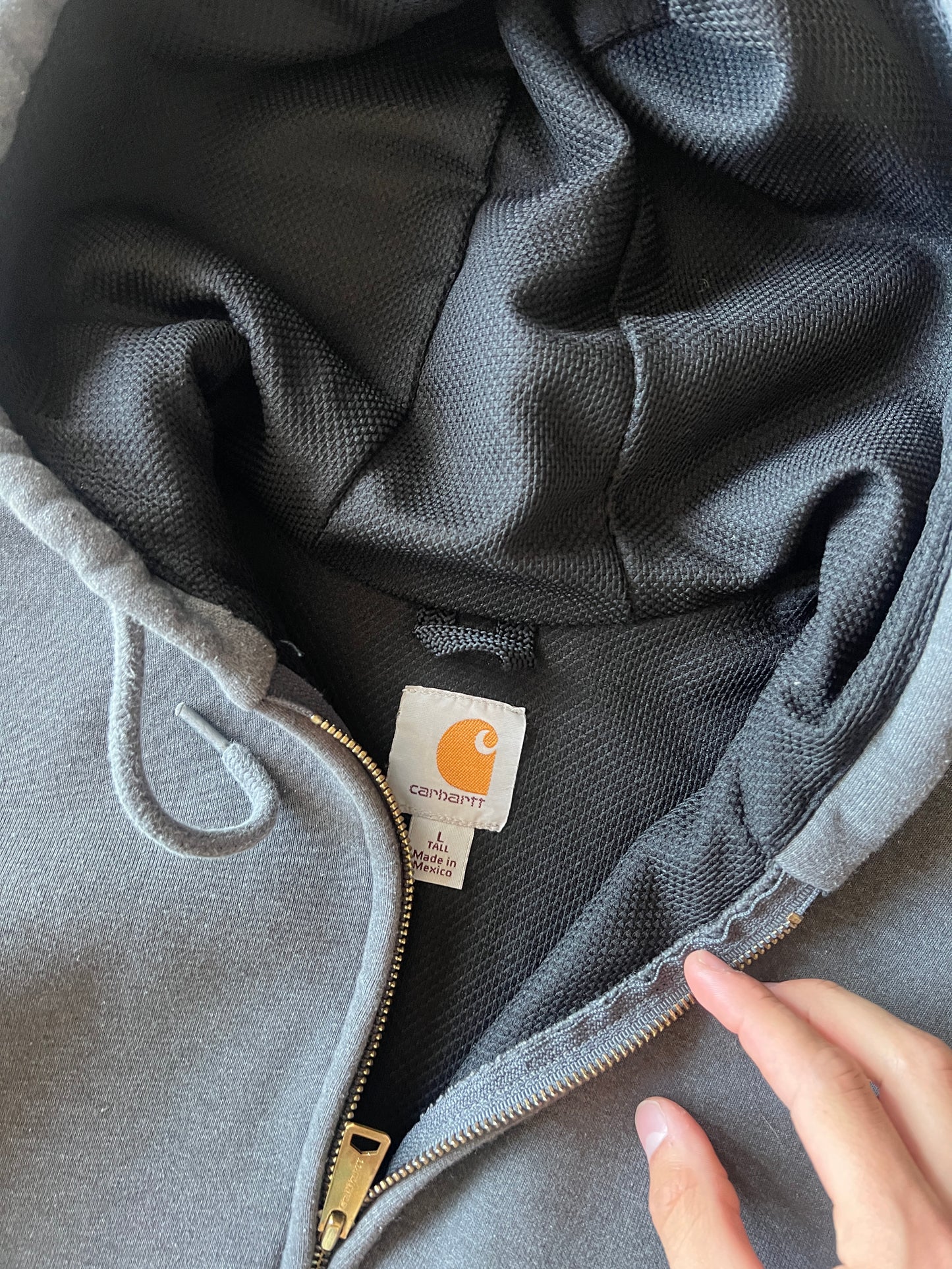 Vintage Dark Grey Carhartt Zip Hoodie - L