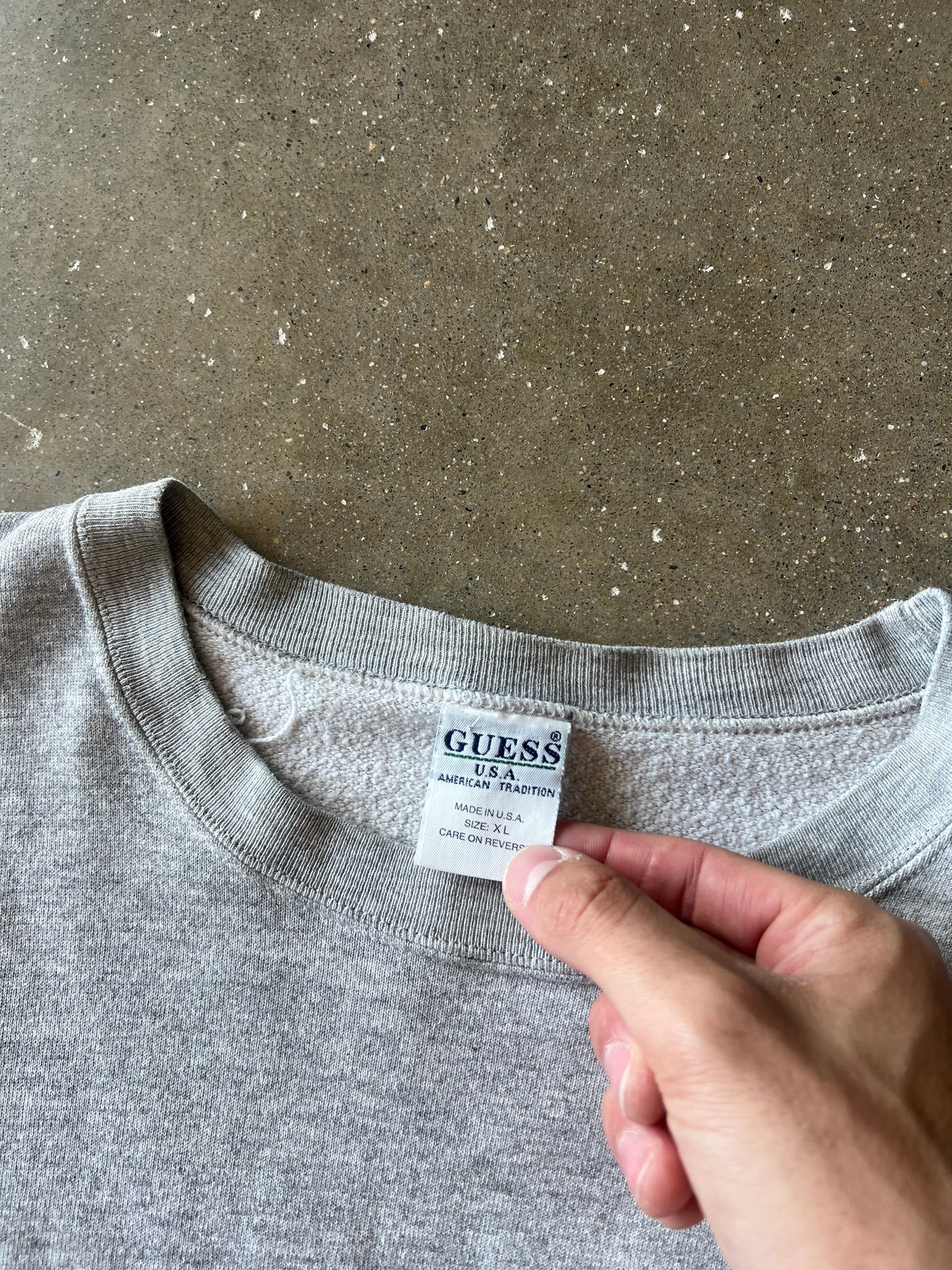 Vintage Grey Guess USA Spellout Crew - XL