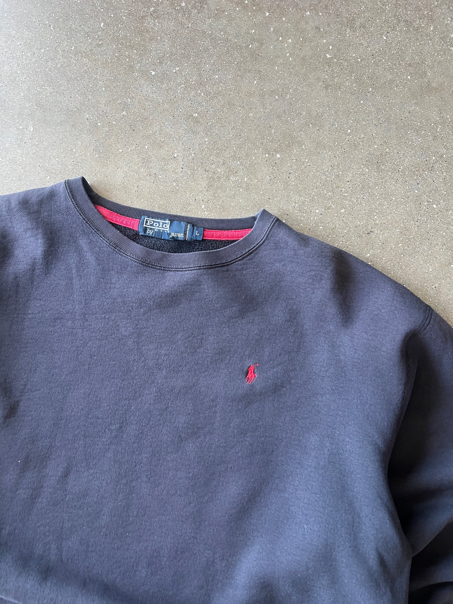 Vintage Dark Faded Blue Polo Crew - L