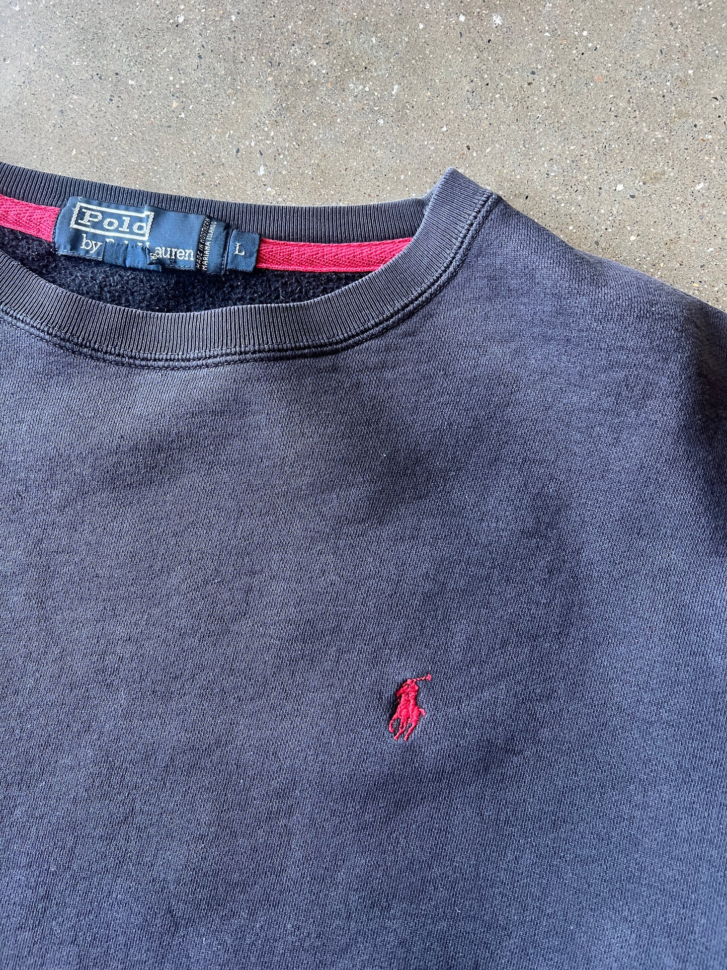 Vintage Dark Faded Blue Polo Crew - L