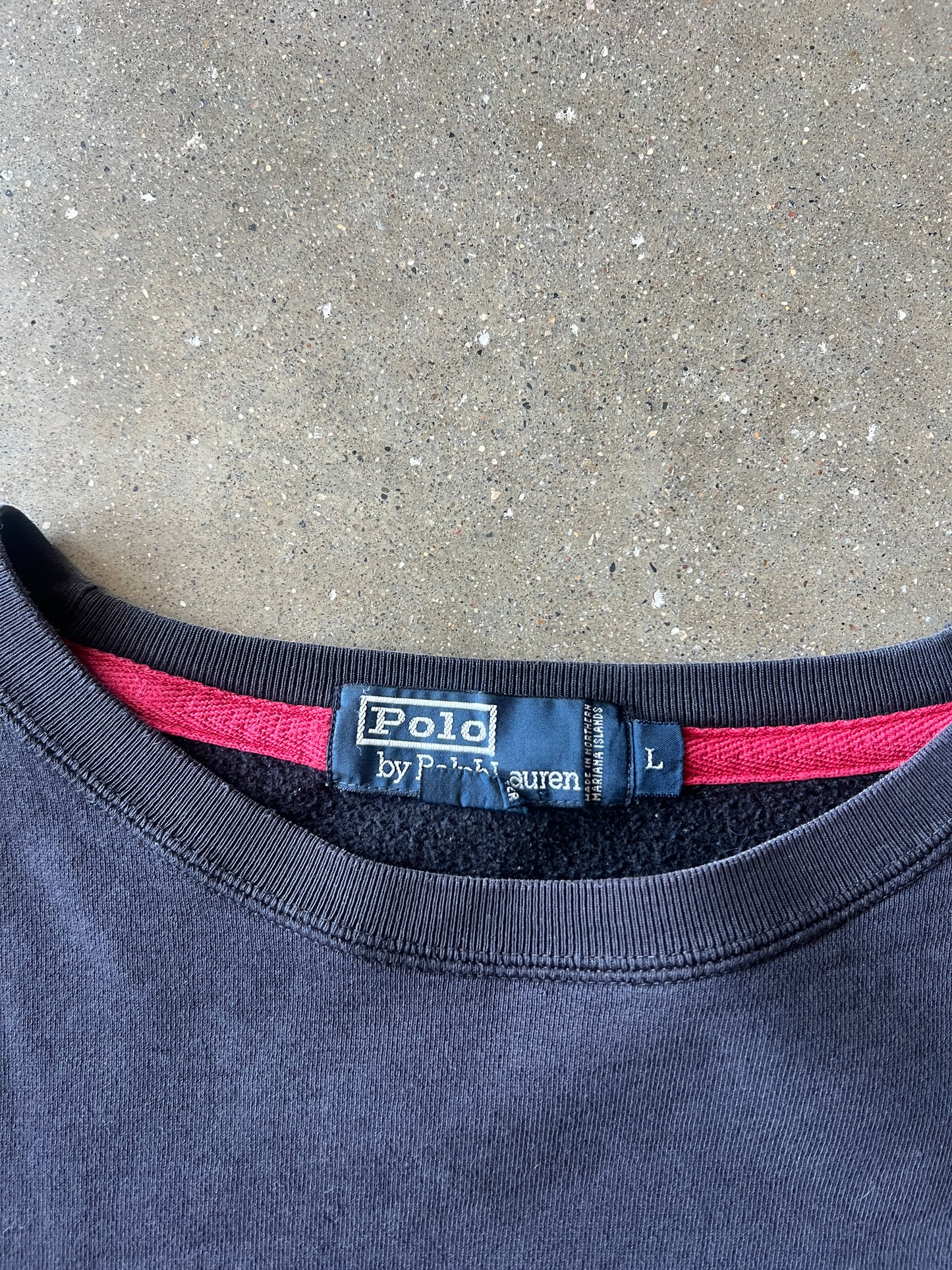 Vintage Dark Faded Blue Polo Crew - L