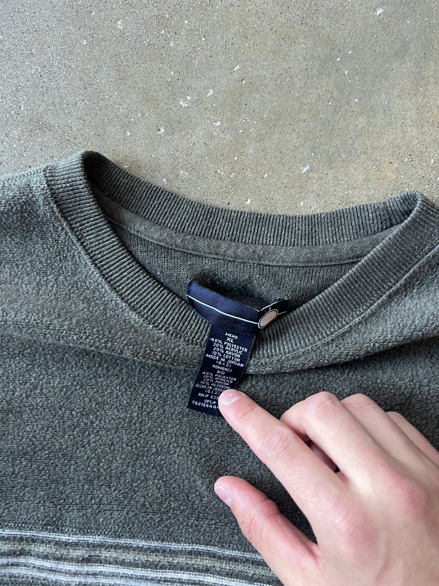 Vintage Taupe Green Stripped Longsleeve Shirt - XL