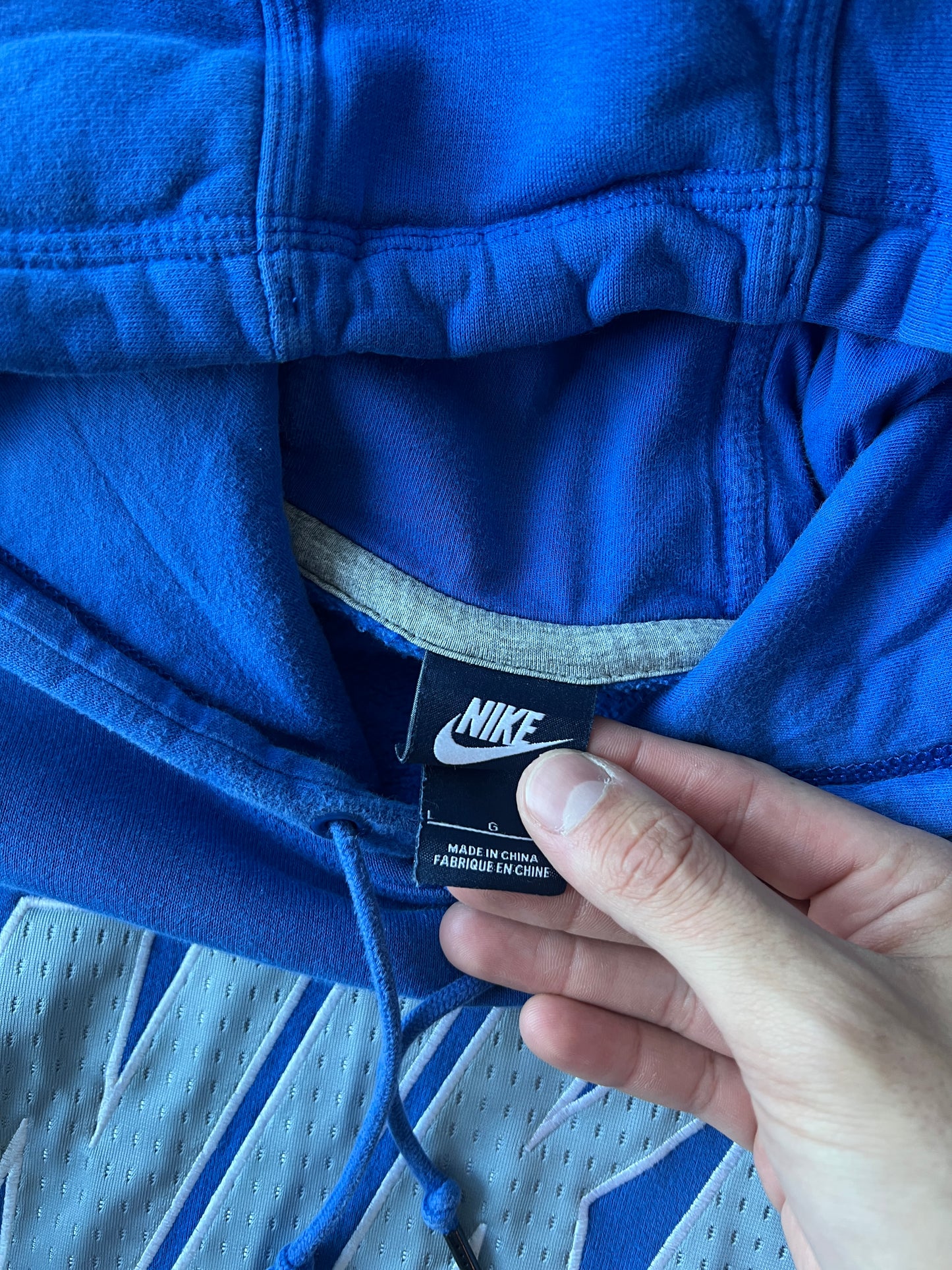 Vintage Sky Blue Nike Spellout Hoodie - L