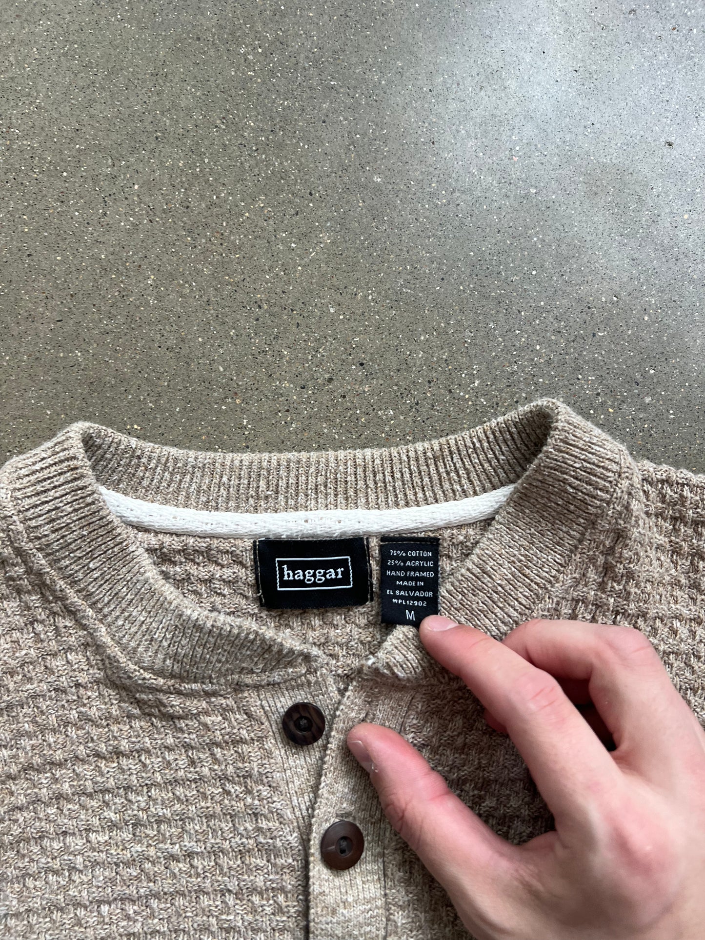 Vintage Tan Haggar Knit Sweater - L