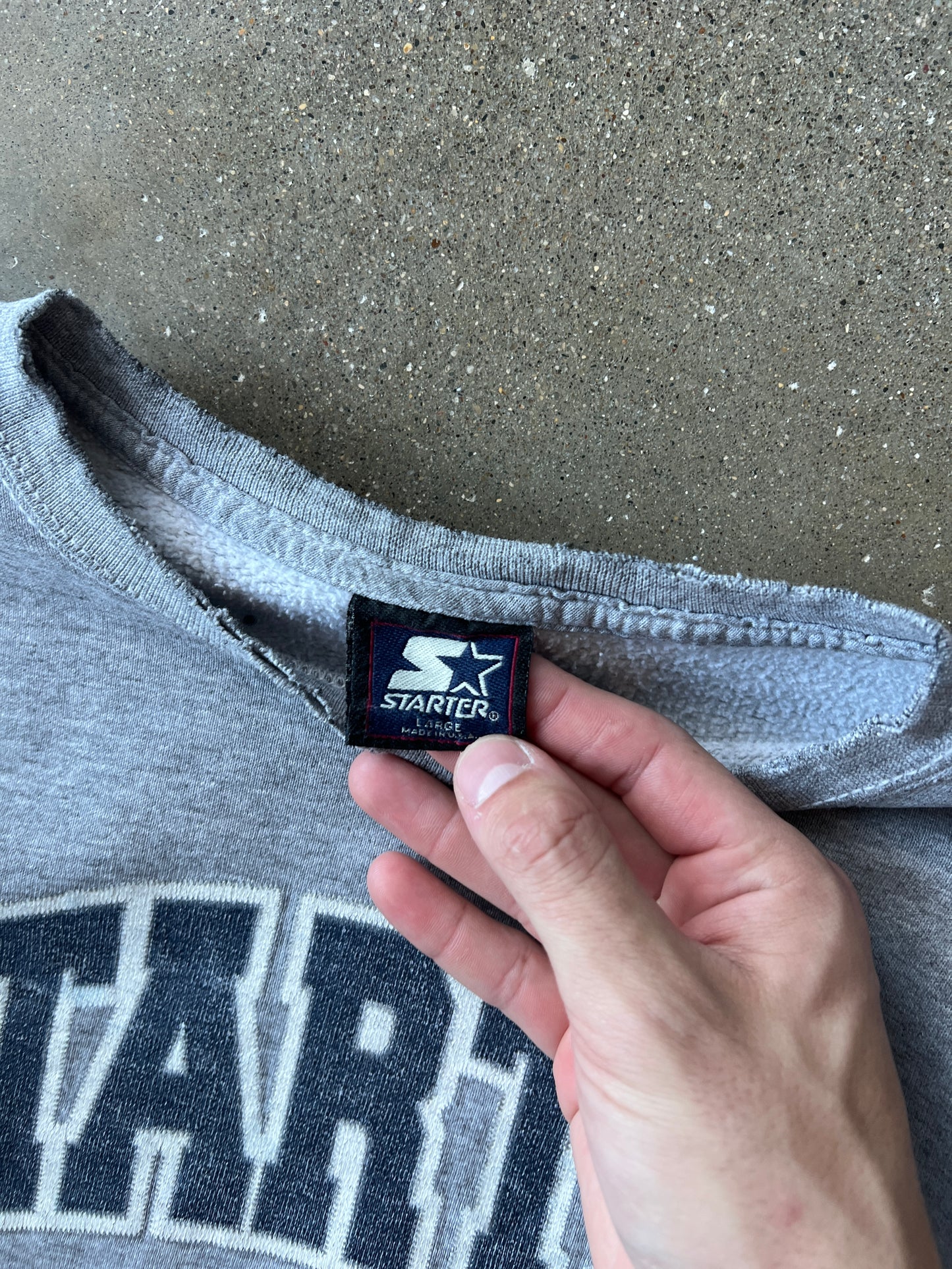 Vintage Faded Grey Starter Spellout Crew - L