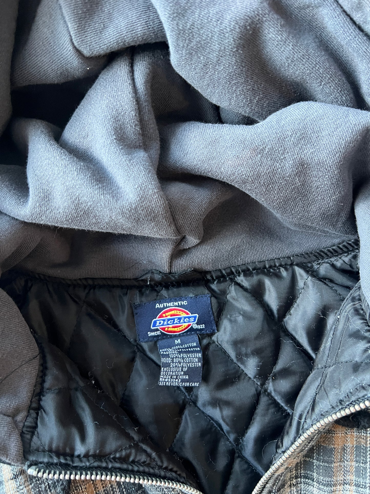 Vintage Brown Dickies Flannel Hoodie - M