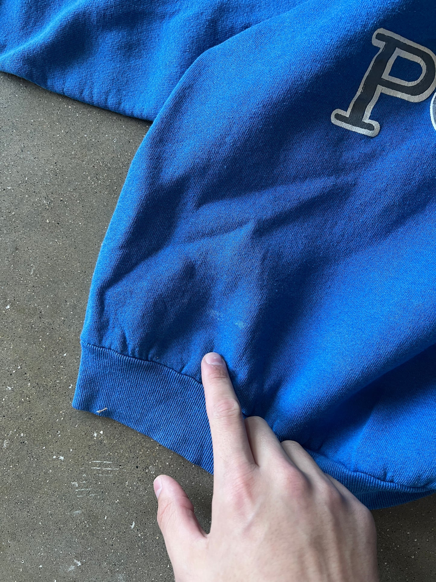 Vintage Sky Blue Polo Spellout Crew - L