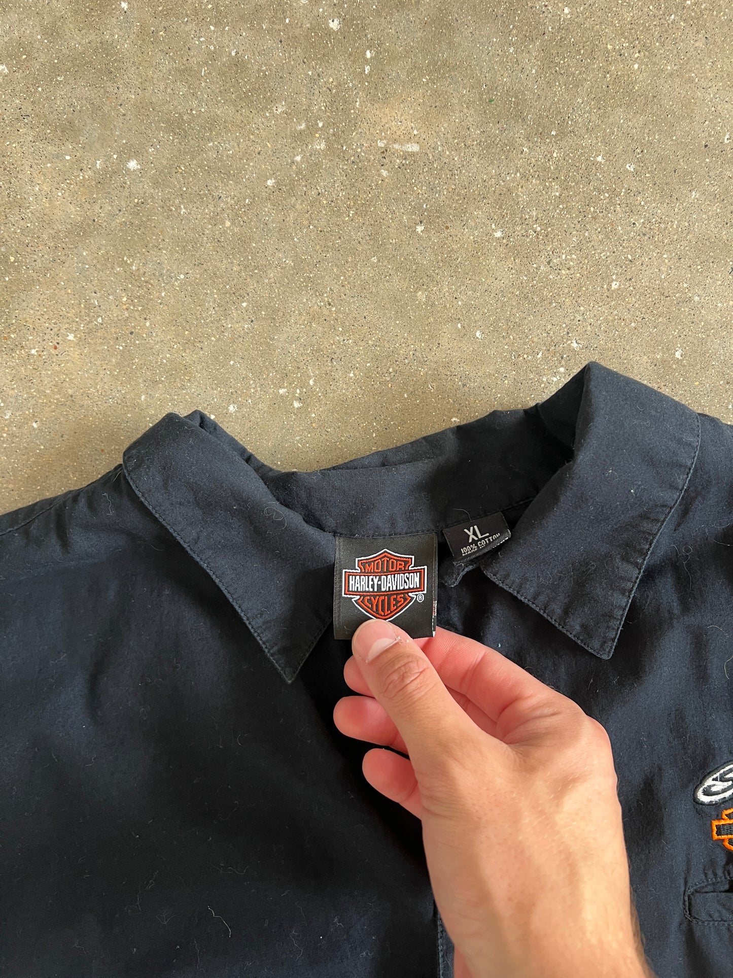 Vintage Black and Flame Harley Davidson Button Down Shirt - XL