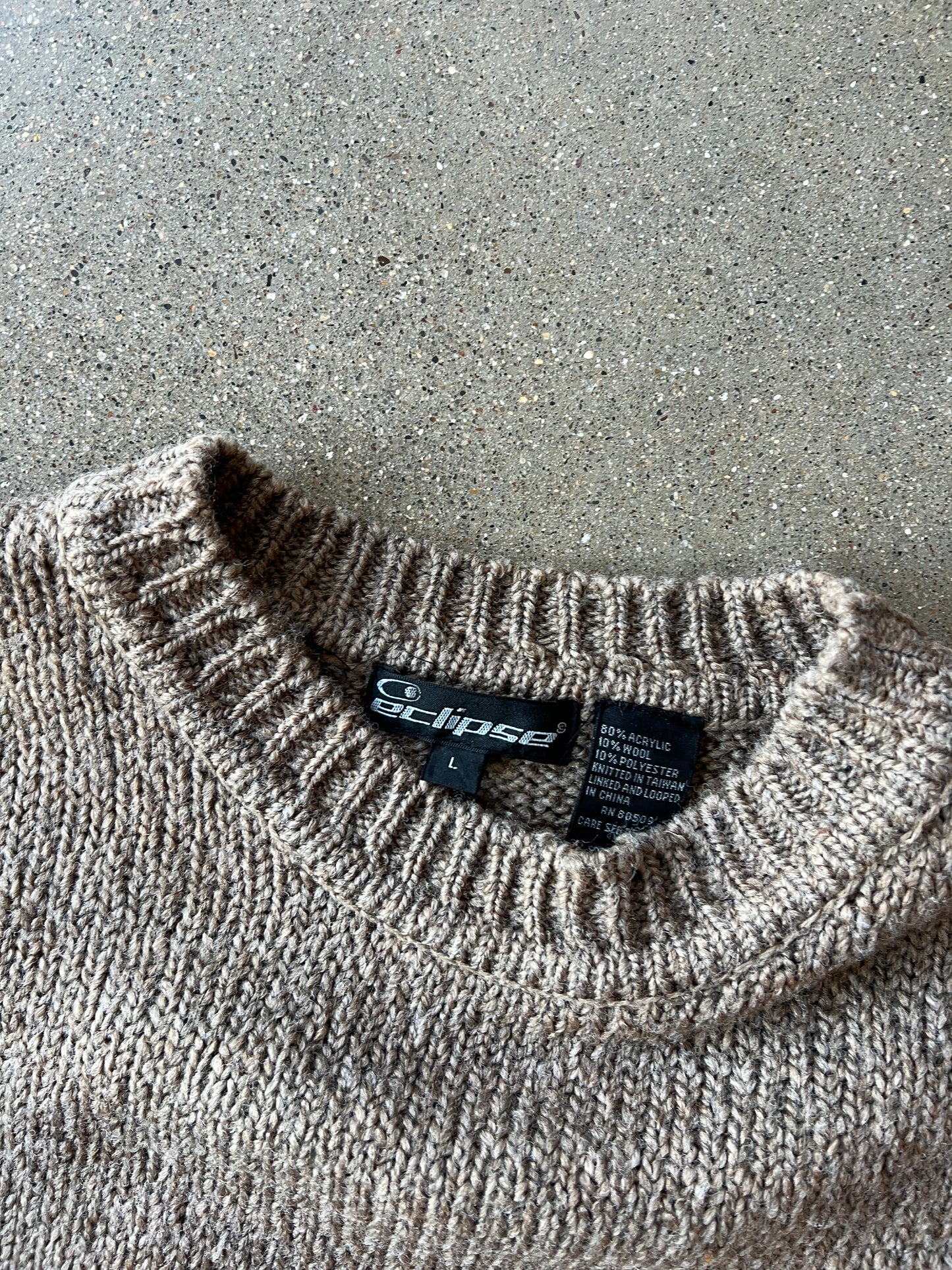 Vintage Mocha Brown Stripped Knit Sweater - L