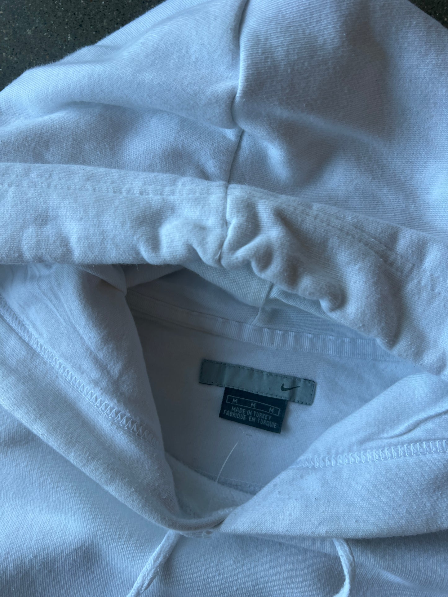 Vintage White Nike Swoosh Hoodie - M