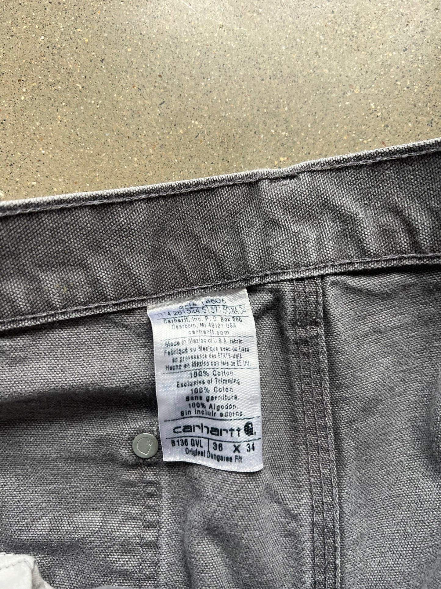 Vintage Painted Grey Carhartt Double Knee Pants - 36