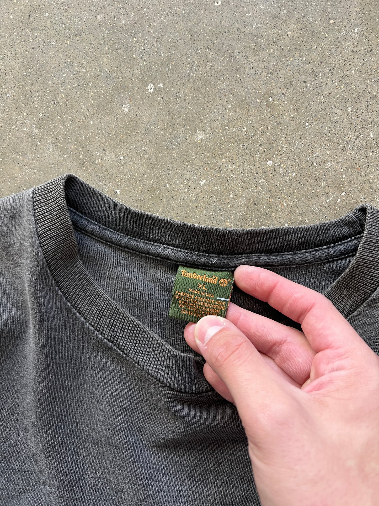 Vintage Faded Black Timberland Longsleeve Shirt - XL