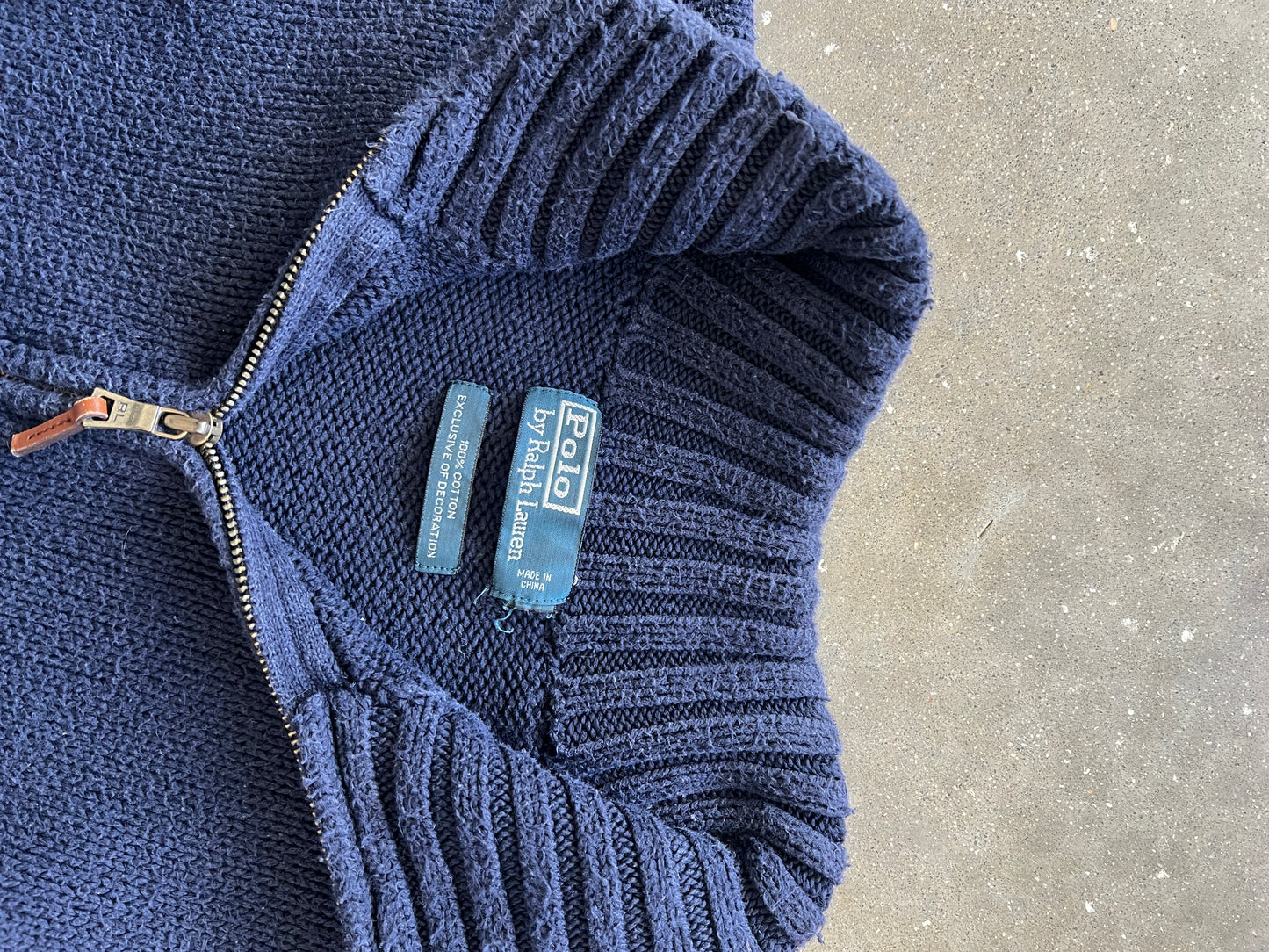 Vintage Navy Blue Polo Knit Sweater - L