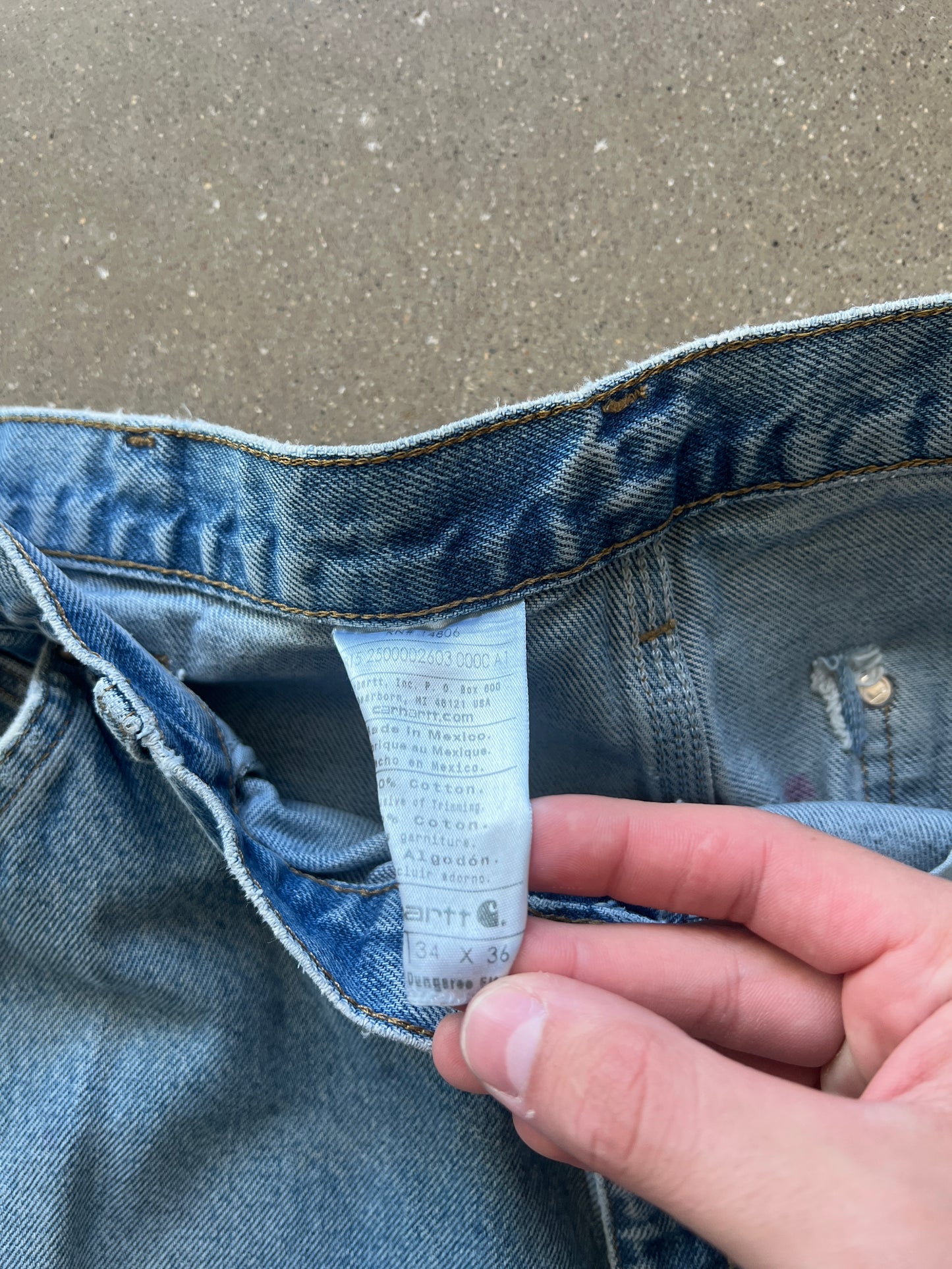 Vintage Faded Blue Carhartt Double Knee Pants - 34x36