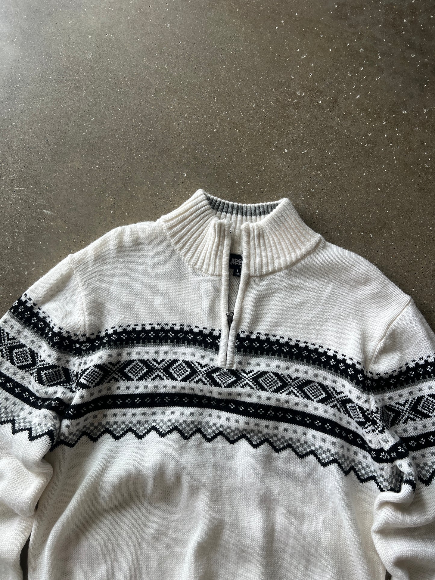 Vintage Cream Carbon Knit Quarter Zip - L