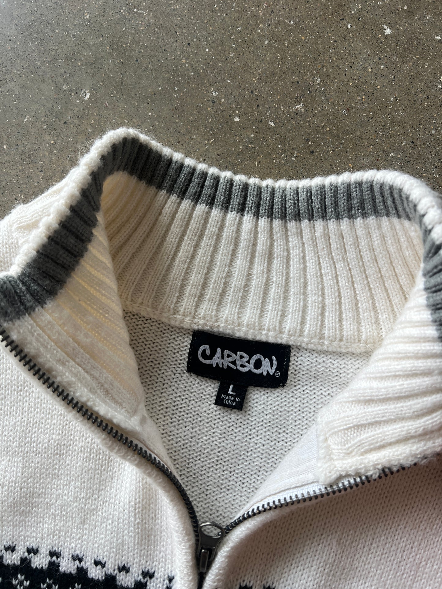 Vintage Cream Carbon Knit Quarter Zip - L